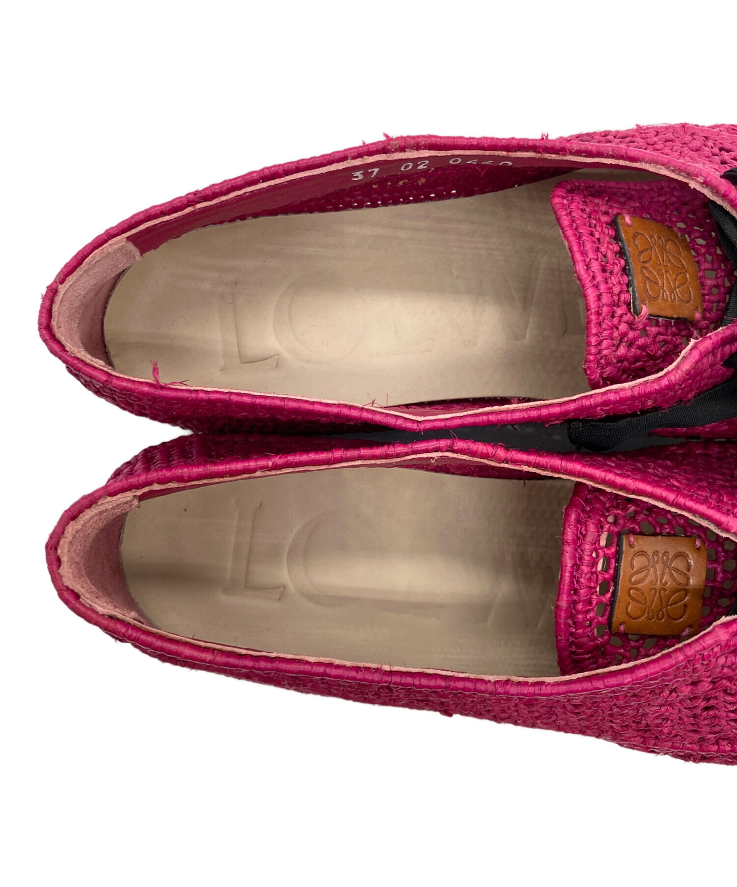 中古・古着通販】LOEWE (ロエベ) ラフィア フラットシューズ ピンク