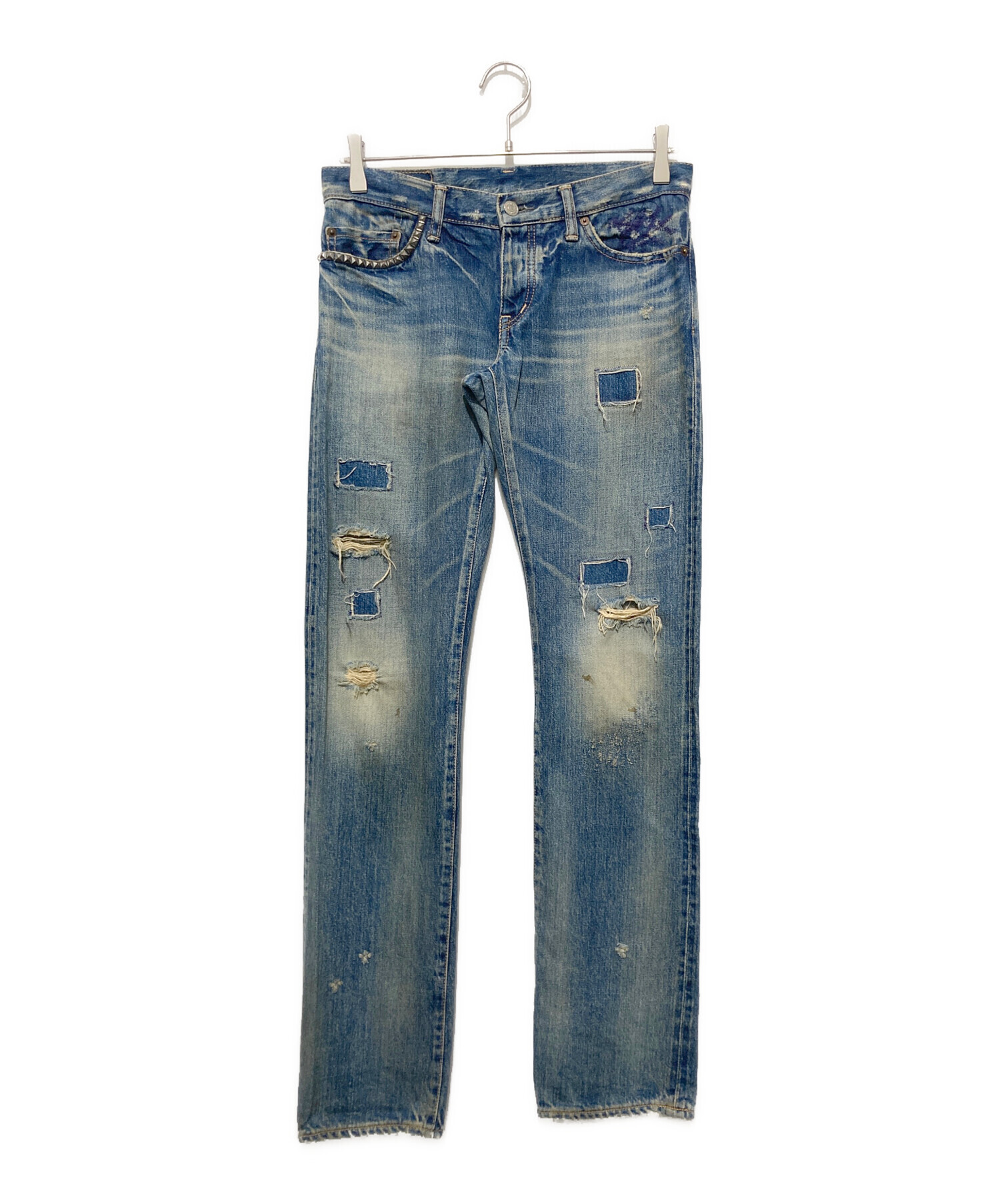 HYSTERIC GLAMOUR ヒステリックグラマー ロゴプリント スタッズ ダメージ加工 デニムパンツ 34 5AP-0644 メンズ HYSTERIC GLAMOUR - HYSTERIC GLAMOUR / ヒステリックグラマー