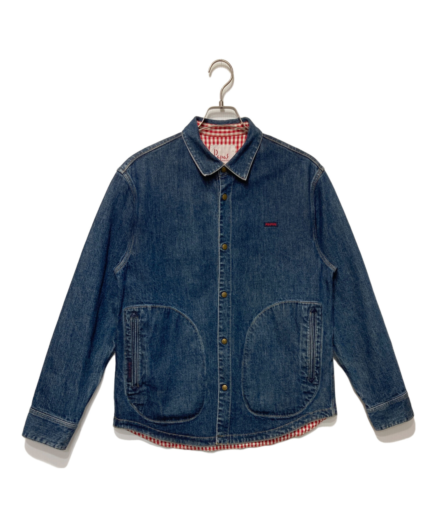 Papas ブラック デニムカバーオール パパス パパス Papas デニムジャケット カバーオール 48/M 黒系 ブラック 日本