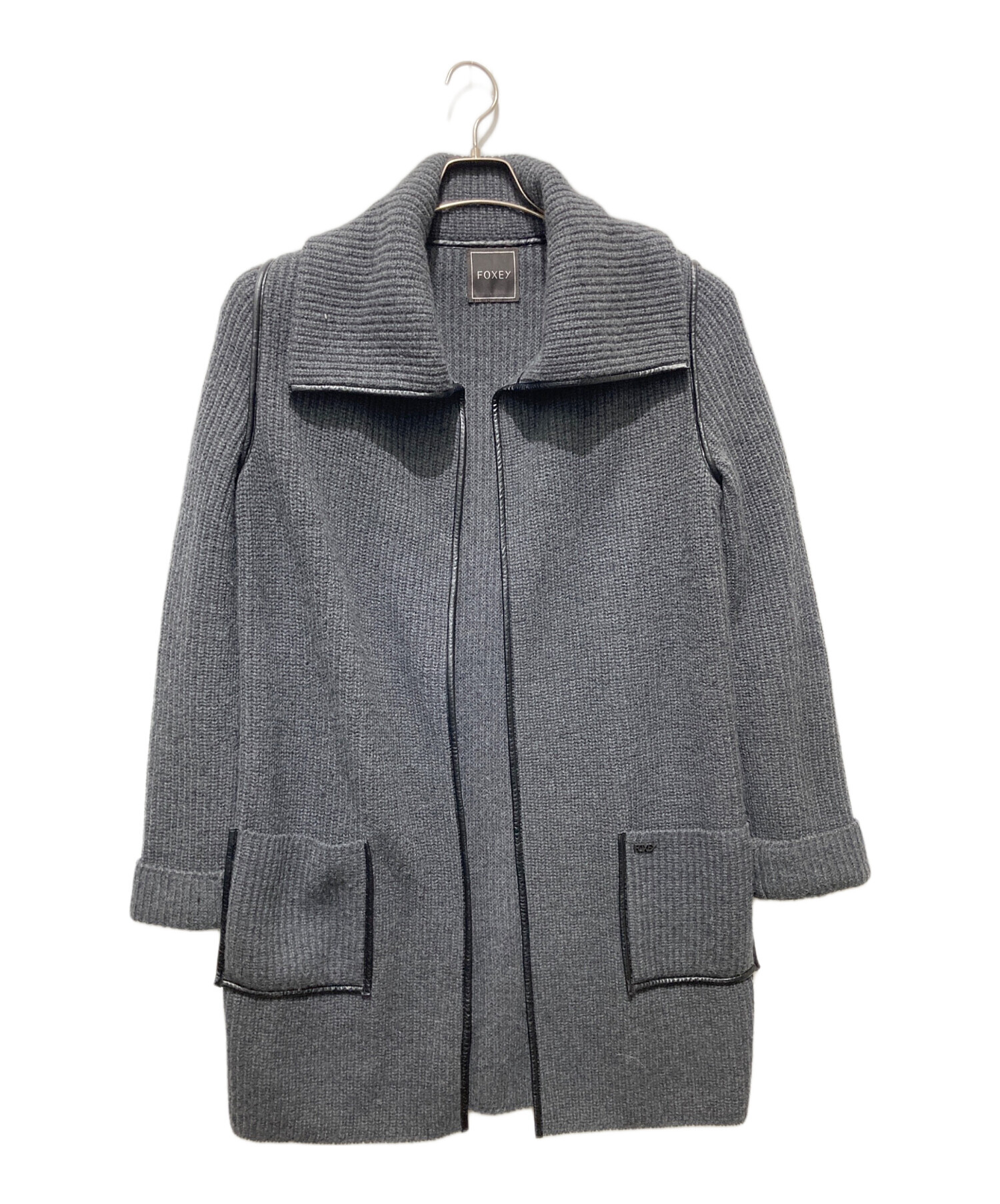 中古・古着通販】FOXEY (フォクシー) ウールニットコート グレー