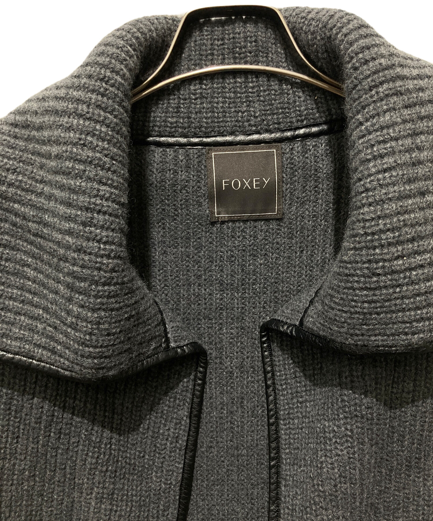 中古・古着通販】FOXEY (フォクシー) ウールニットコート グレー