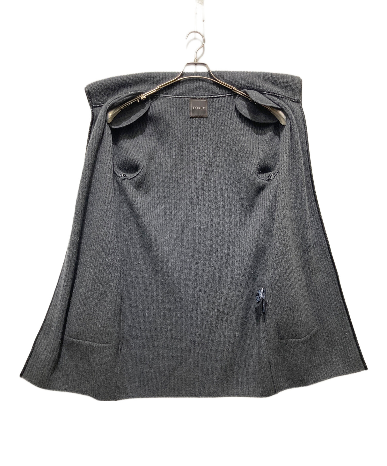 中古・古着通販】FOXEY (フォクシー) ウールニットコート グレー