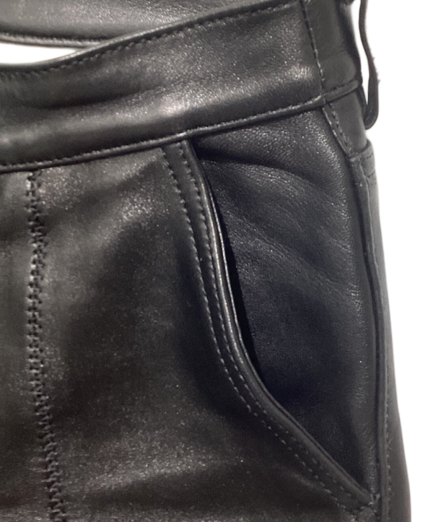 中古・古着通販】Rich I (リッチアイ) LEATEHR BOOTSCUT PANTS レザー