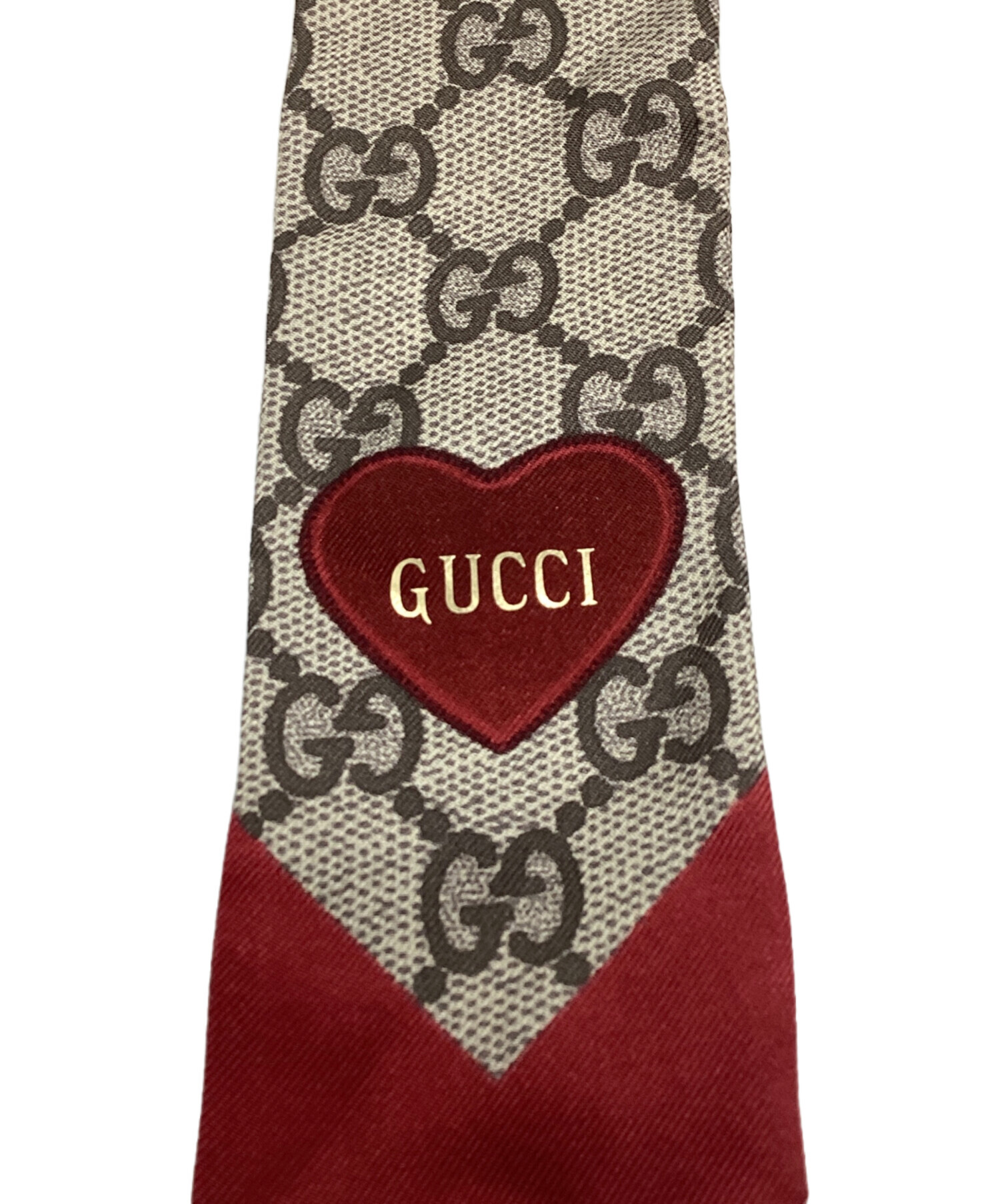 中古・古着通販】GUCCI (グッチ) GGナロースカーフ ベージュ×レッド