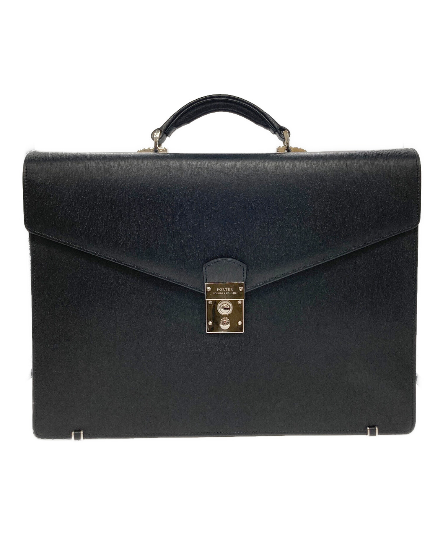 中古・古着通販】PORTER (ポーター) レザーブリーフケース ブラック 