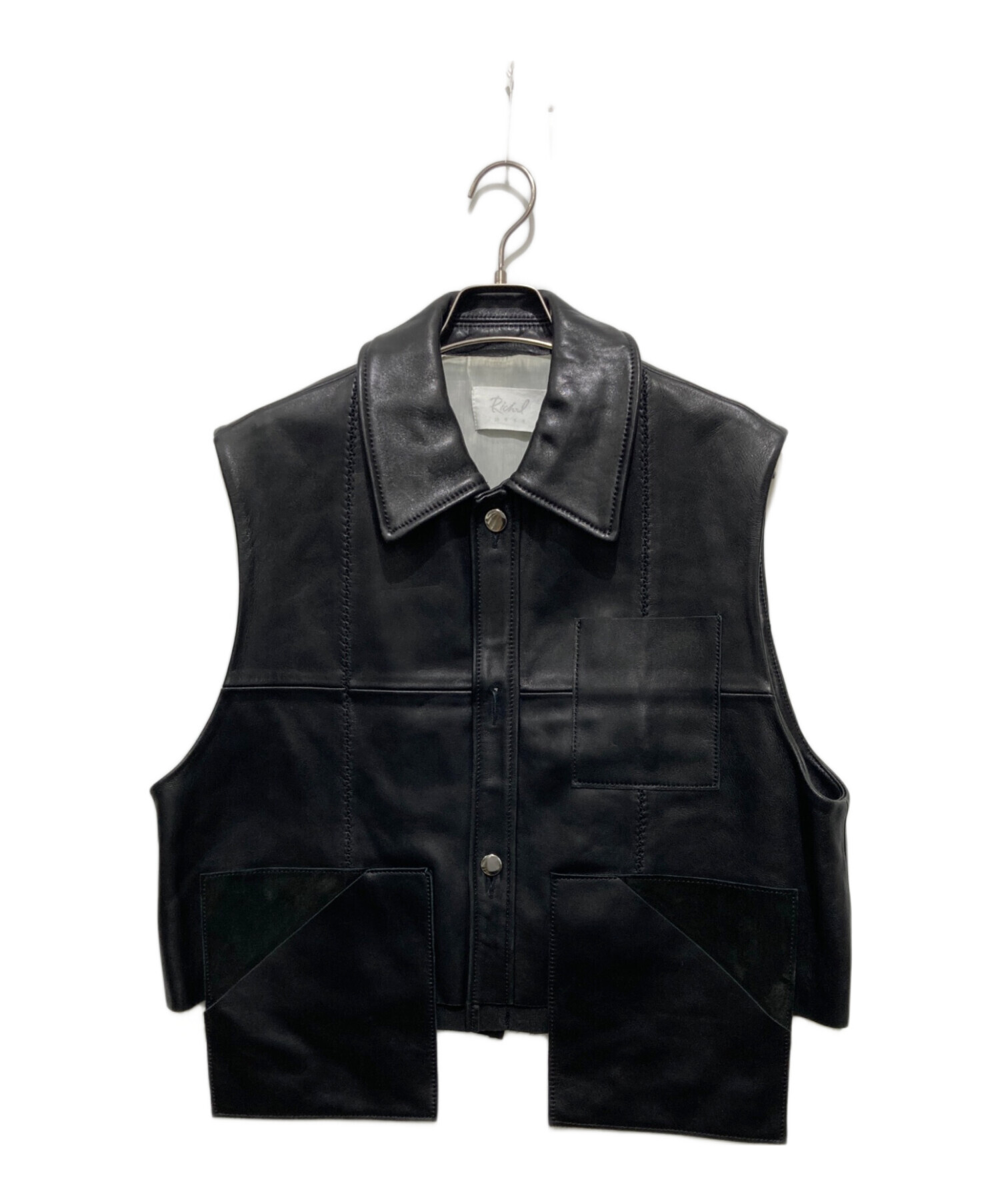 中古・古着通販】Rich I (リッチアイ) LEATEHR VEST ブラック サイズ