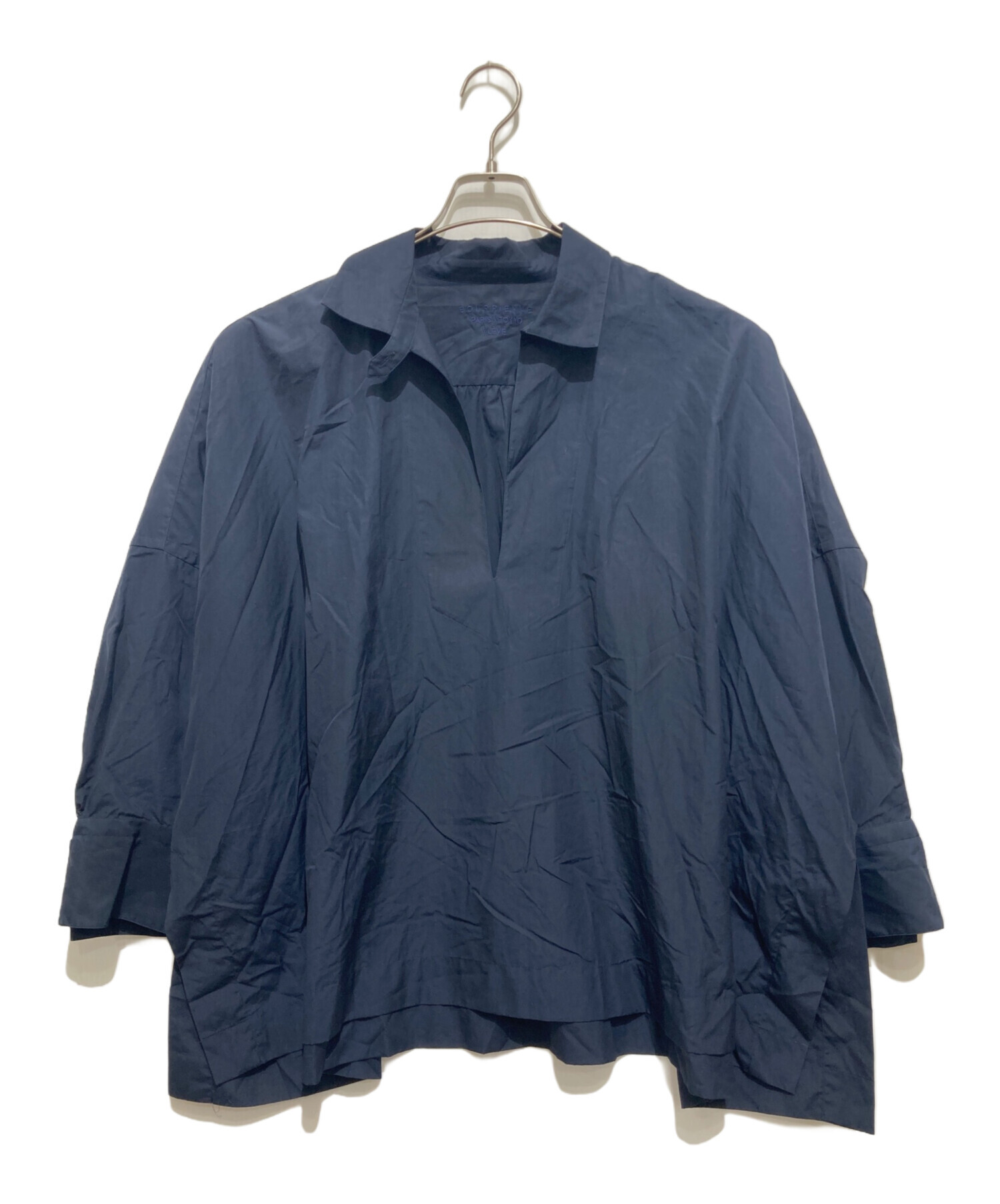 COLLECTION PRIVEE? コレクションプリヴェ ブラウス S 紺 【古着】【中古】【送料無料】 中古・古着通販】SHIPS (シップス) ストレッチ ジョーゼット プリーツ