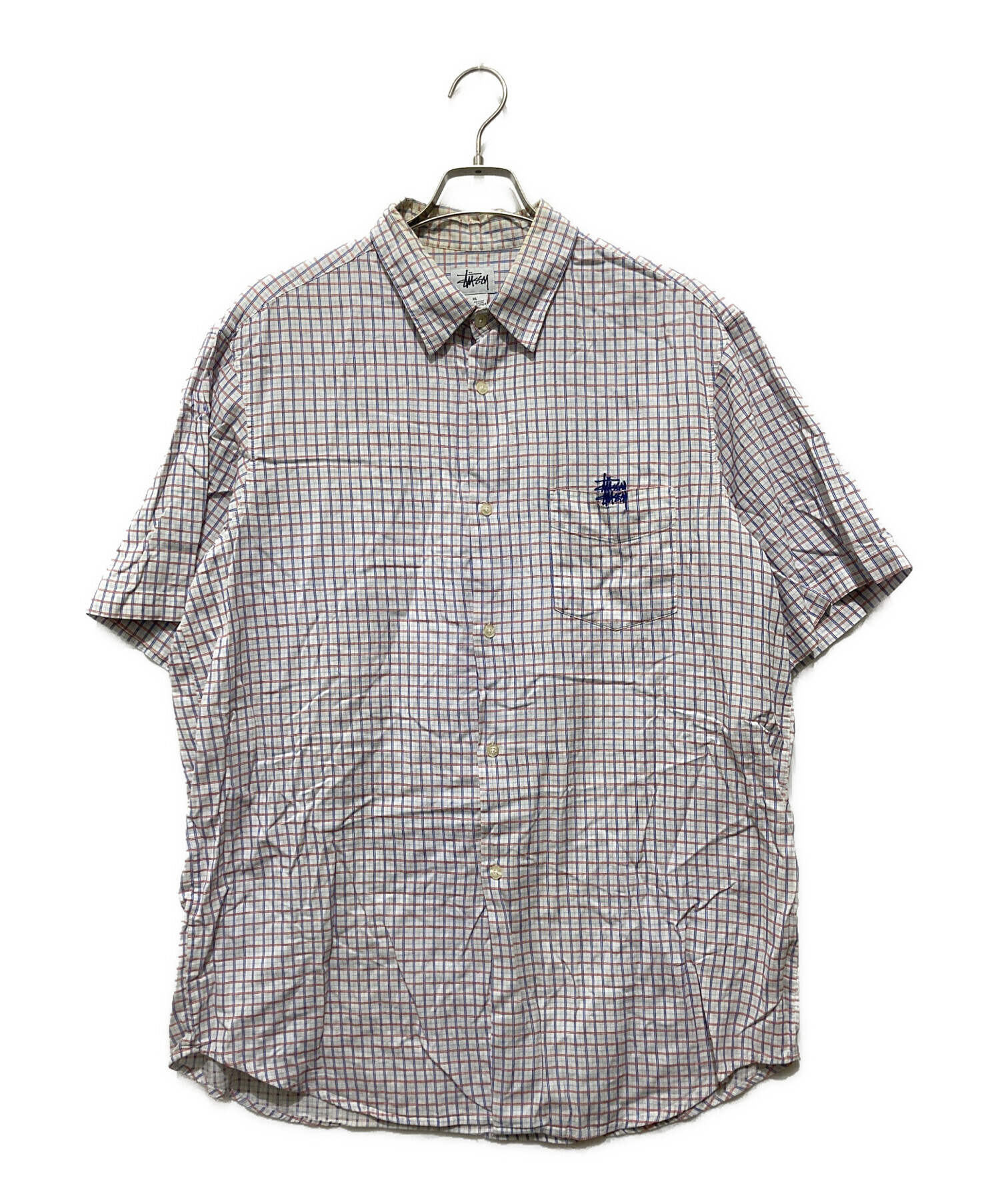 中古・古着通販】stussy (ステューシー) 胸ロゴ刺繍チェックシャツ