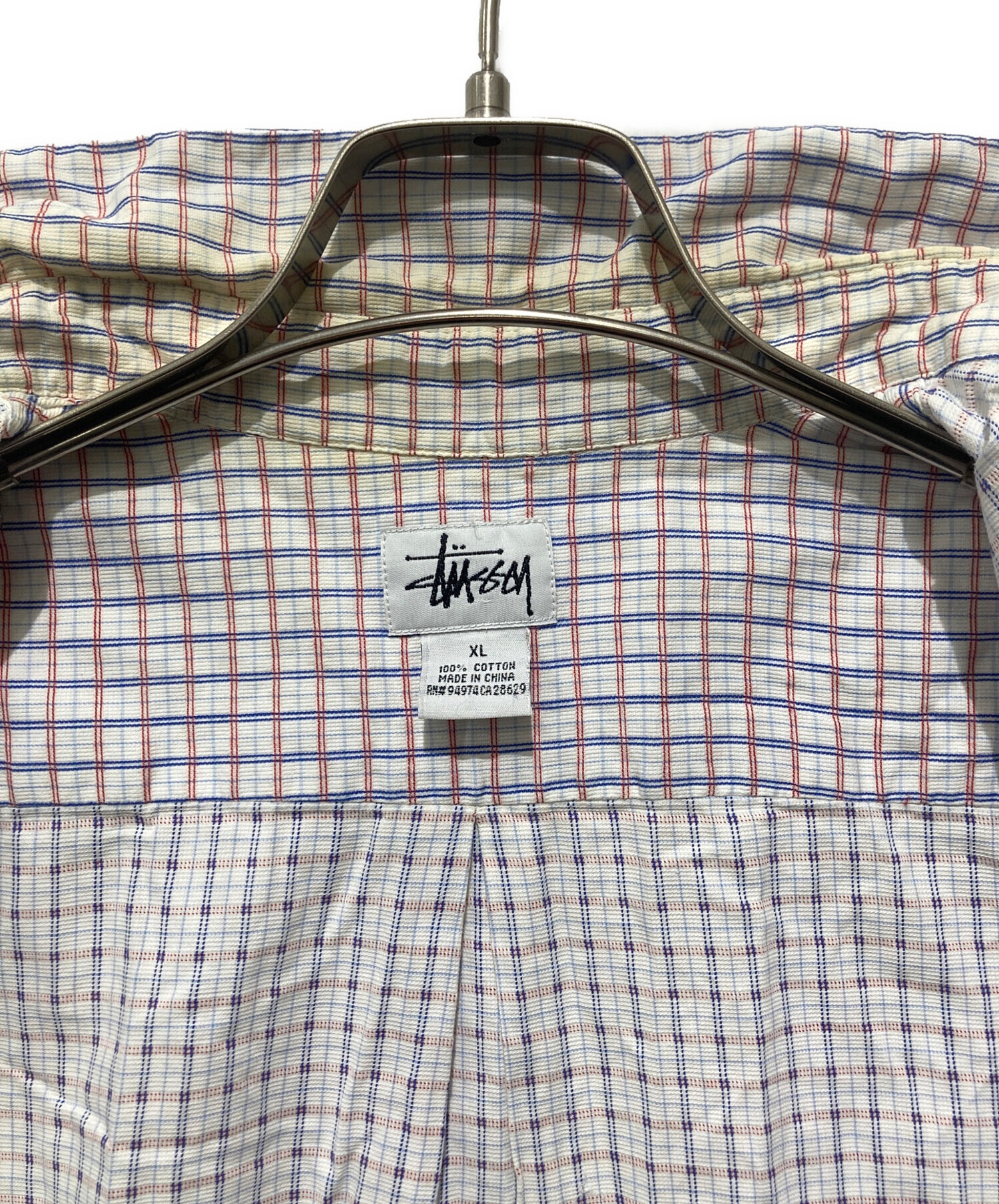 中古・古着通販】stussy (ステューシー) 胸ロゴ刺繍チェックシャツ 