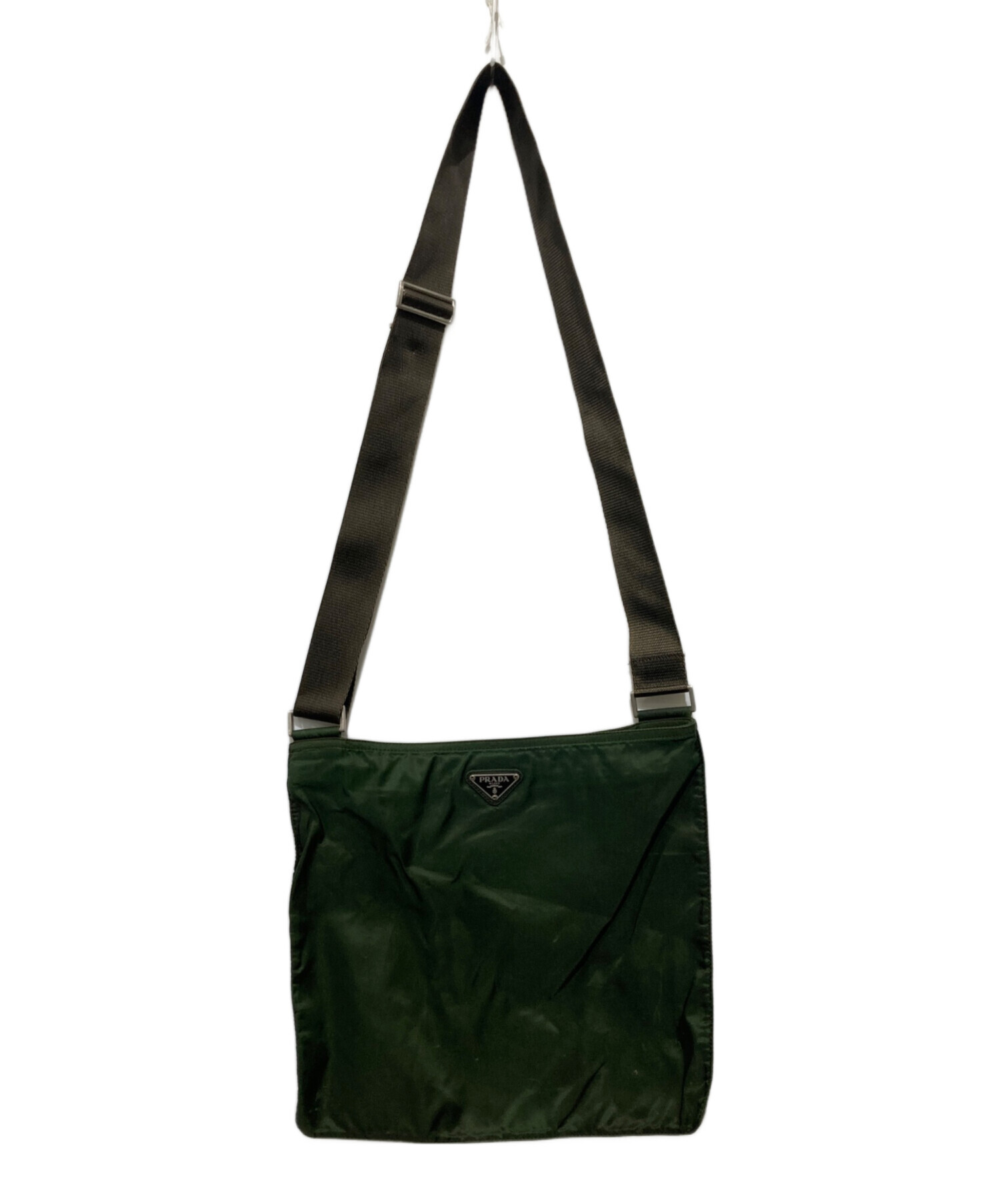 【良品】PRADA ナイロン ショルダーバッグ グリーン ヴィンテージ 肩掛け 中古・古着通販】PRADA (プラダ) ナイロンショルダーバッグ グリーン