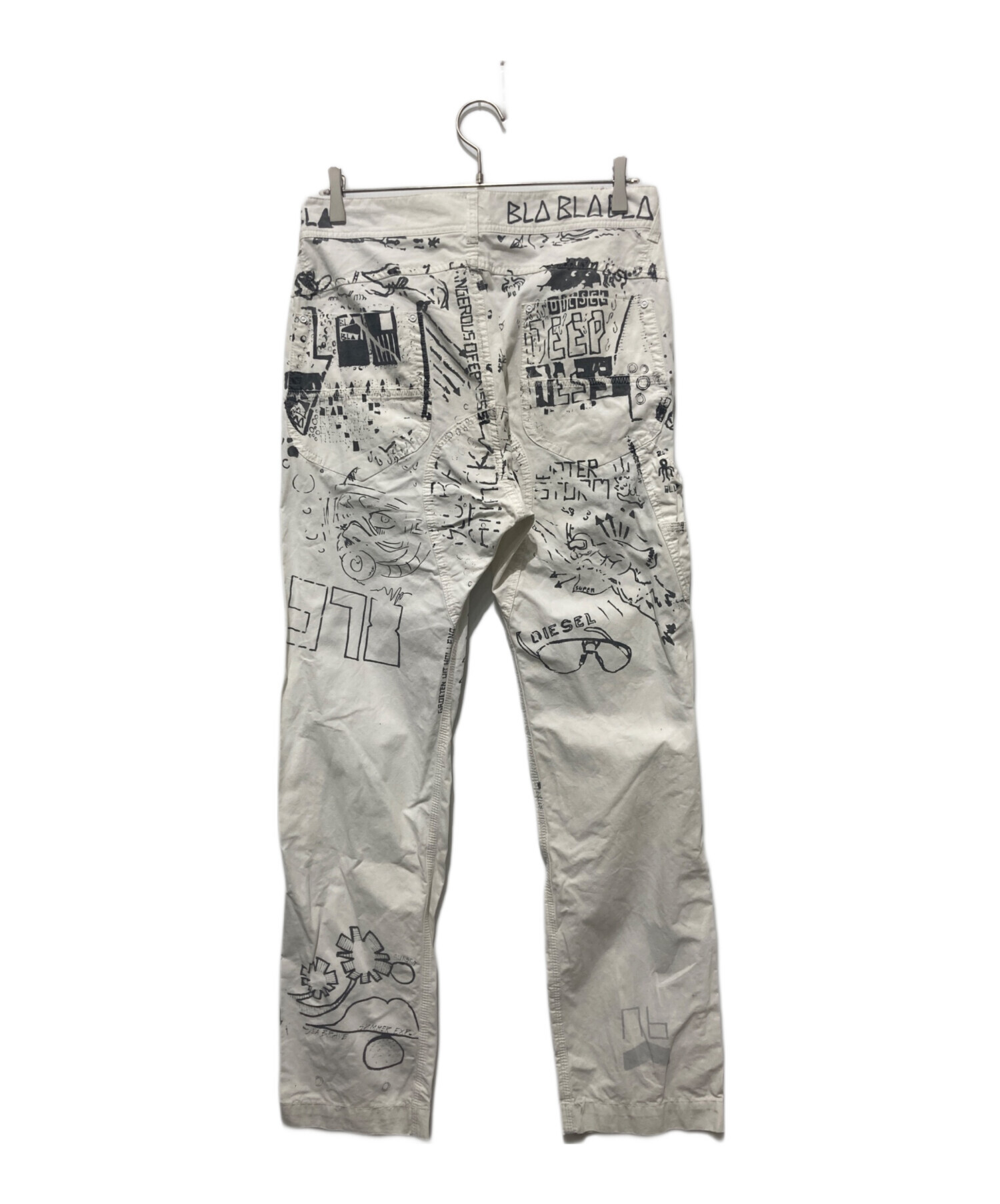DIESEL ディーゼル パンツ（その他） メンズ 【古着】【中古】 中古・古着通販】DIESEL (ディーゼル) グラフィックパンツ ホワイト