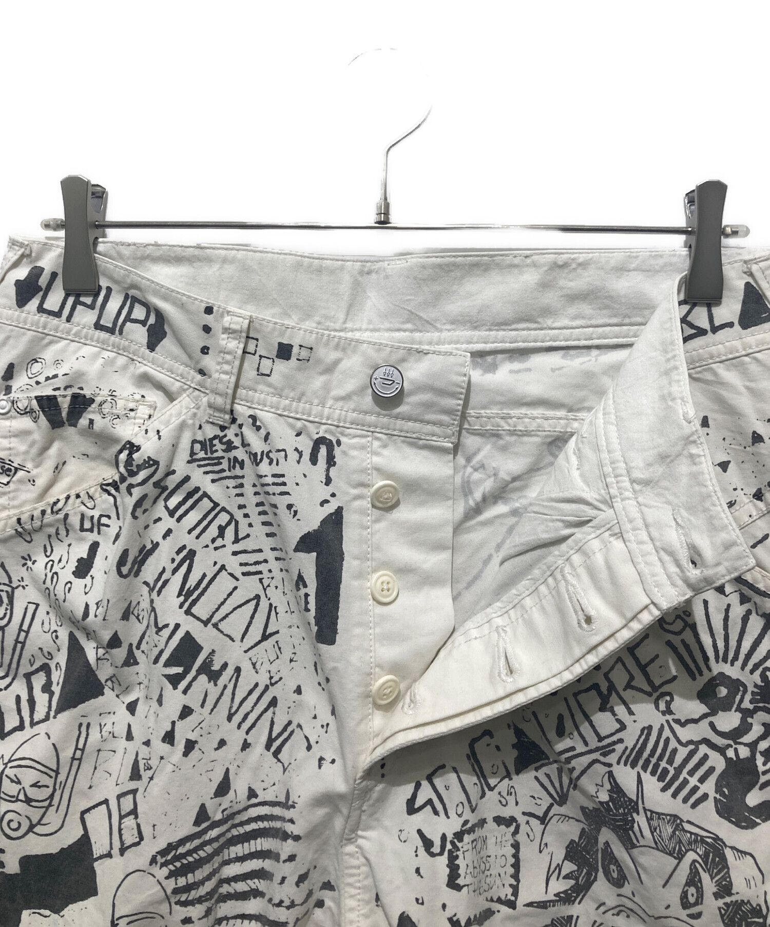 中古・古着通販】DIESEL (ディーゼル) グラフィックパンツ ホワイト