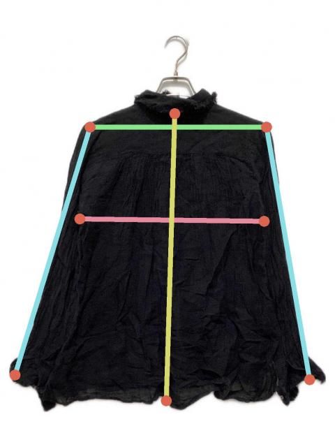 中古・古着通販】yunahica (ユナヒカ) リネンフリルシャツ ブラック