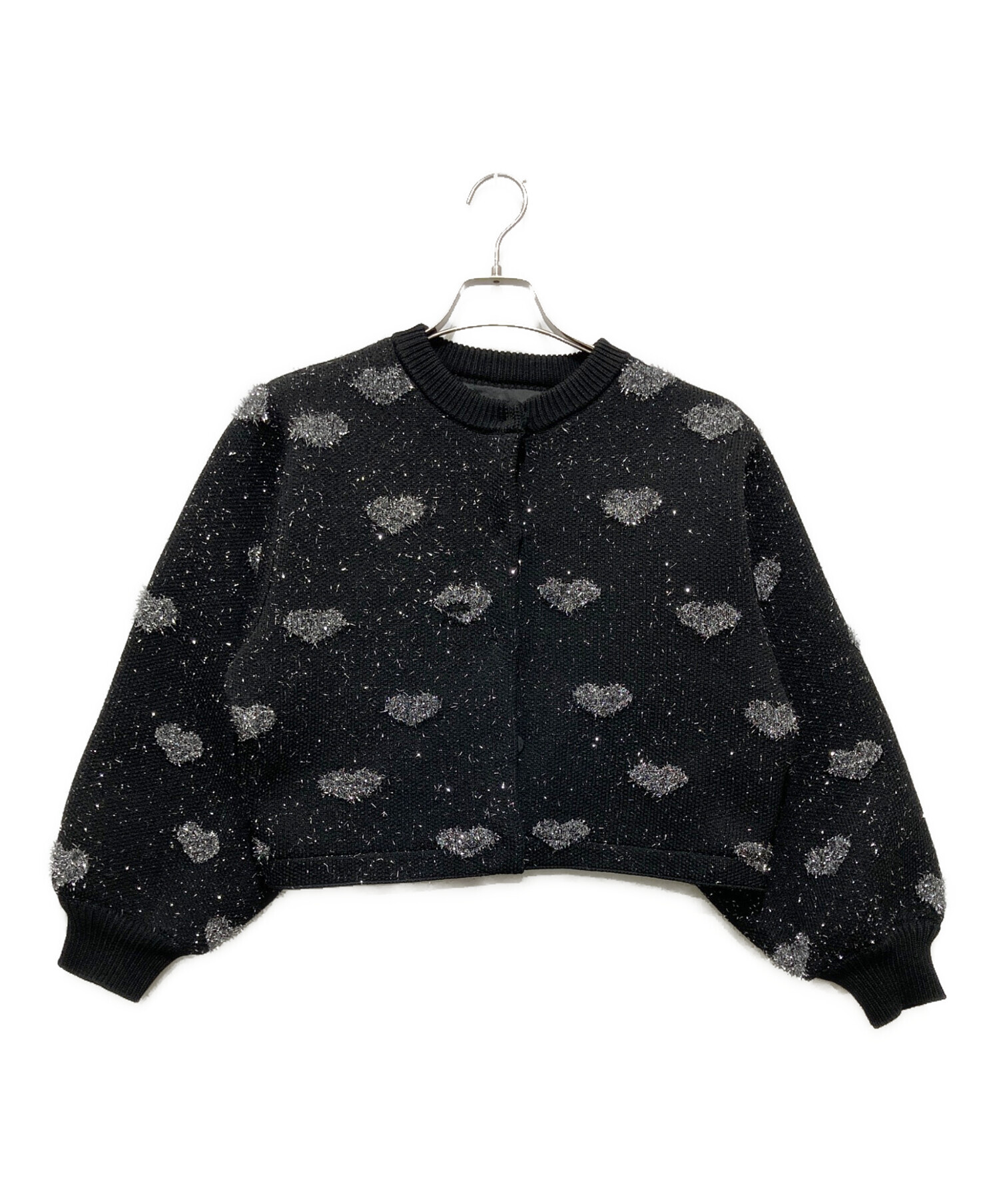 Ameri アメリ ニットカーディガン 中古・古着通販】Ameri (アメリ) HEART LAME KNIT CARDIGAN TOP