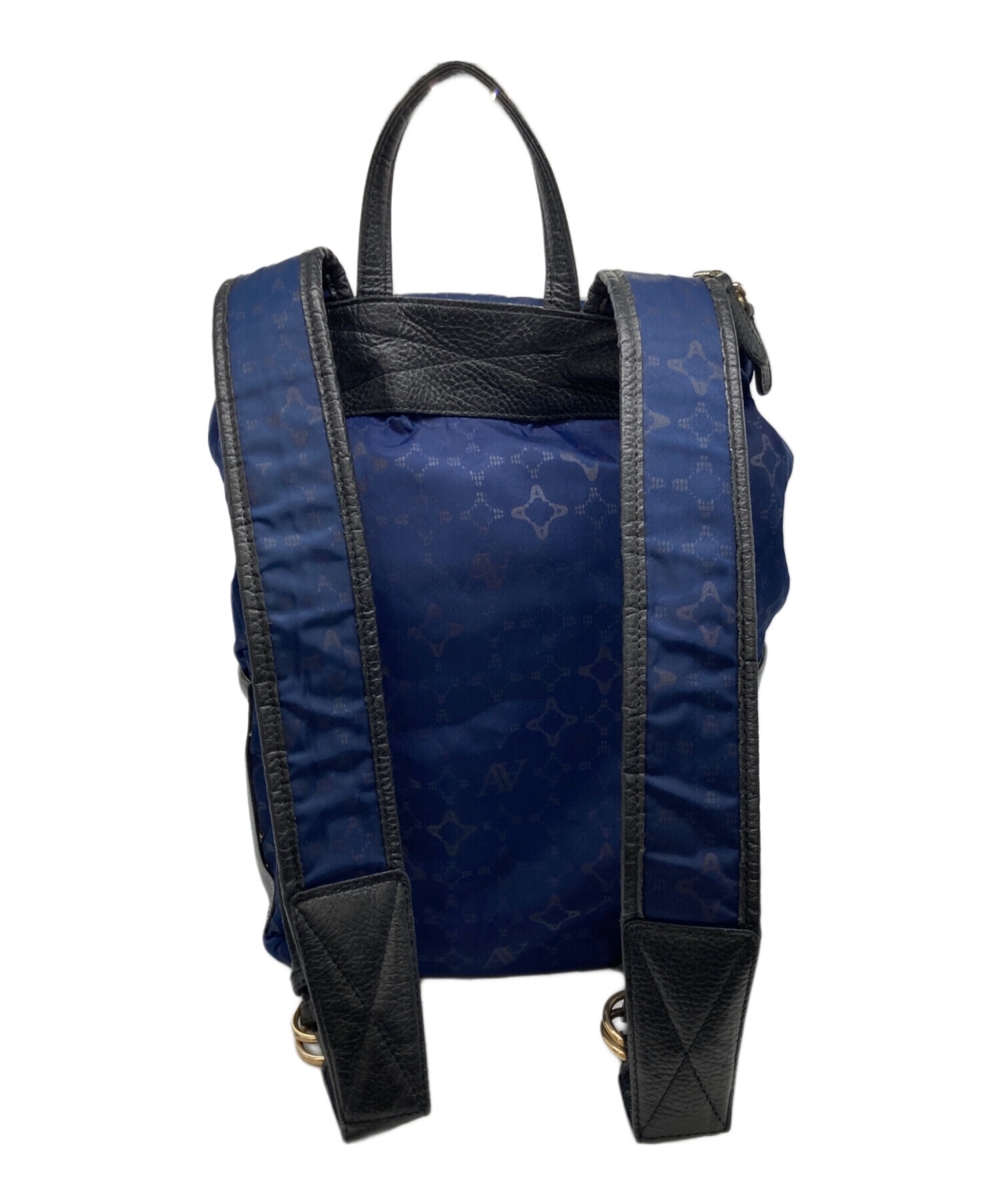 【美品】ATAOリュック バックパック マッシュルーム モノグラム 総柄 青黒 バッグ ATAO アタオ リュックサック マッシュルームモノグラム
