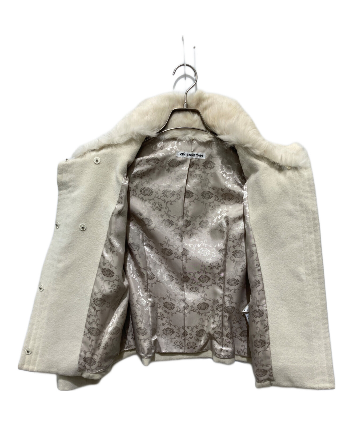 ヴィヴィアンタム　コート　白　刺繍　ベルト　サイズ1 S ガウン　アンゴラ　毛 ヴィヴィアンタム コート 白 刺繍 ベルト サイズ1 S ガウン アンゴラ