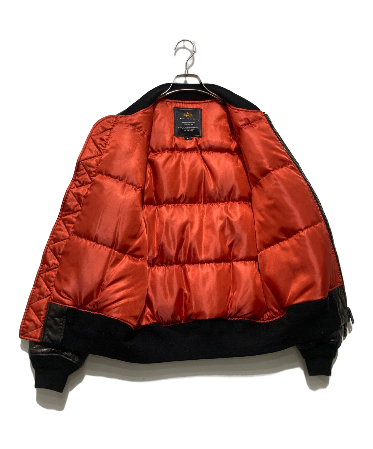 中古・古着通販】ALPHA (アルファ) MA-1レザーダウンジャケット