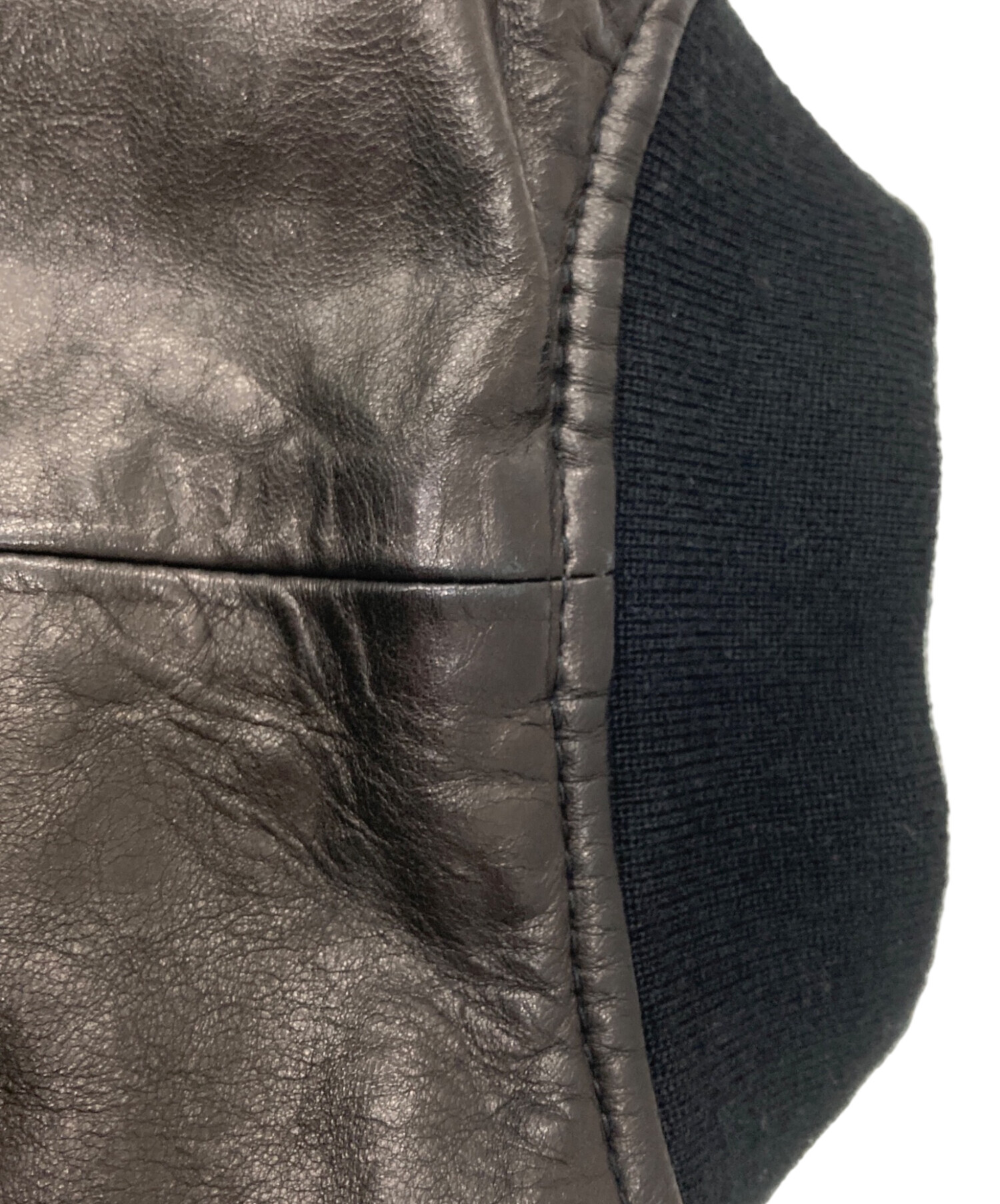 中古・古着通販】ALPHA (アルファ) MA-1レザーダウンジャケット