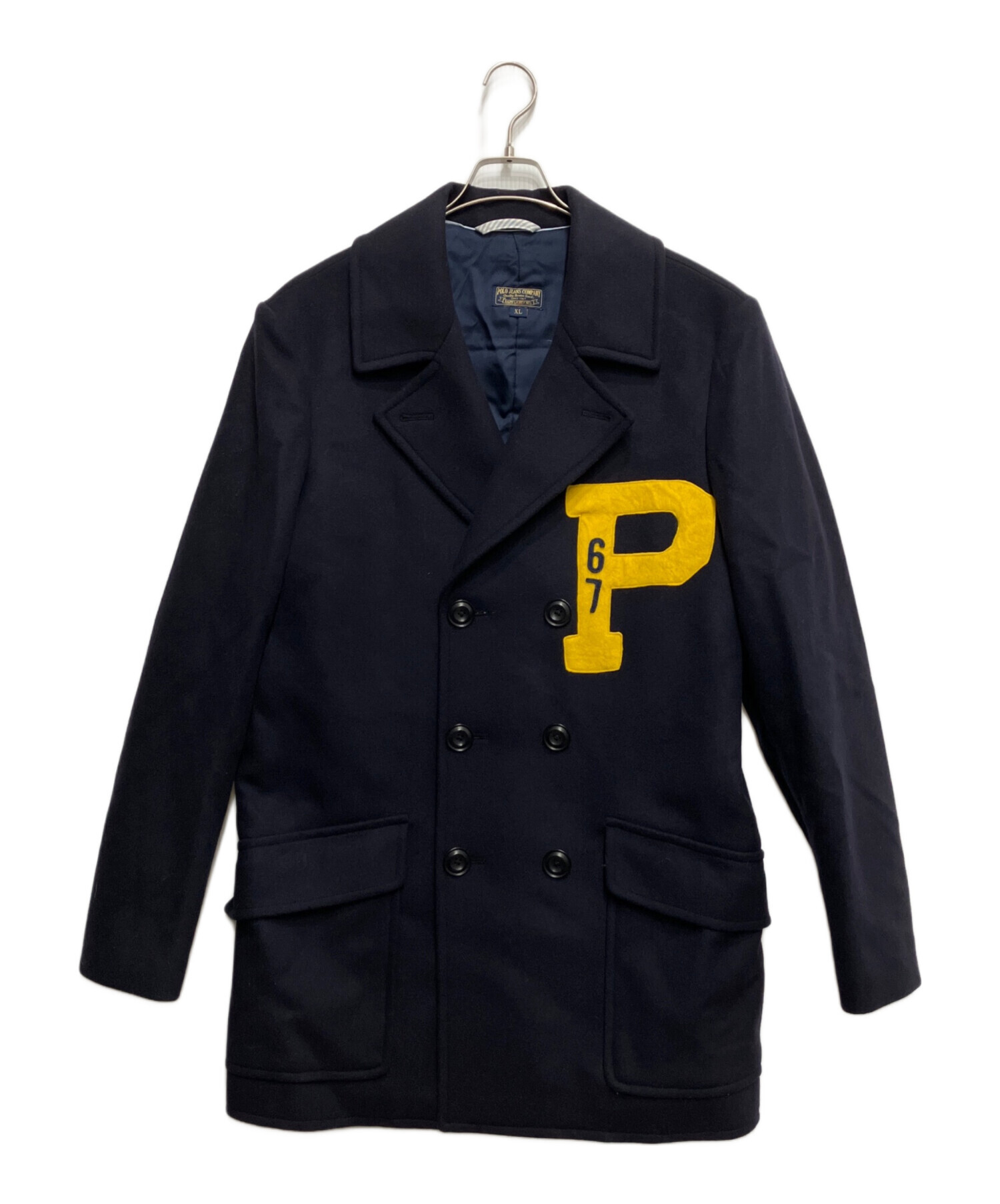 【希少XL】ポロジーンズ ラルフローレン ピーコート 刺繍 ワッペン 黒 中古・古着通販】POLO JEANS CO. (ポロジーンズカンパニー) ワッペンP