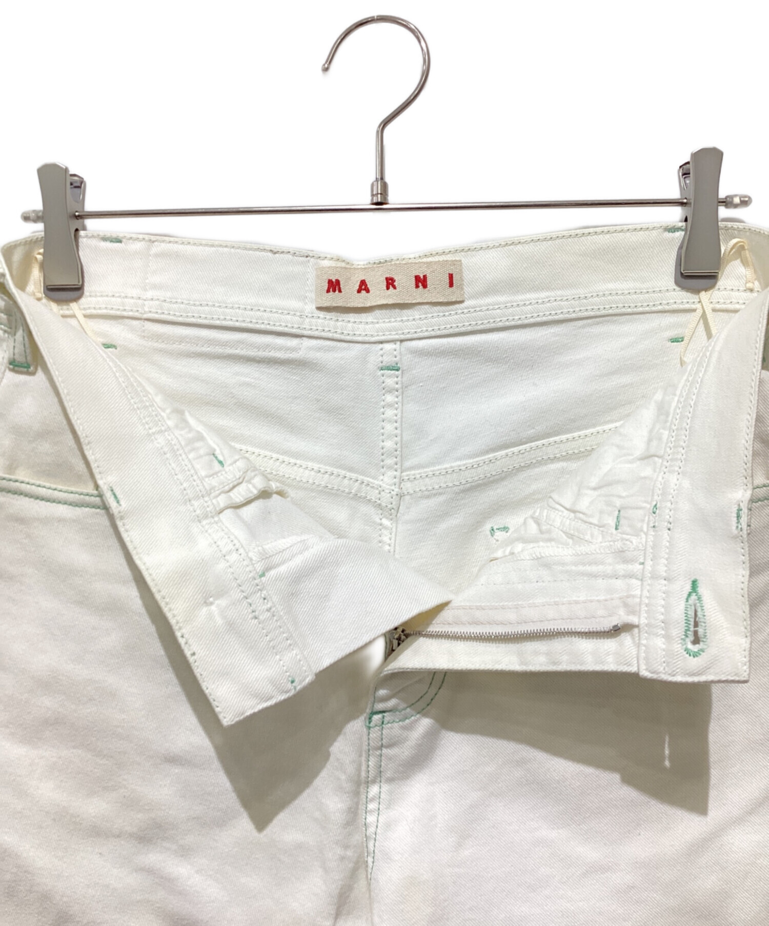 マルニ　デニム パンツ　ワイドパンツ　sale 中古・古着通販】MARNI (マルニ) グリーンステッチデニムパンツ