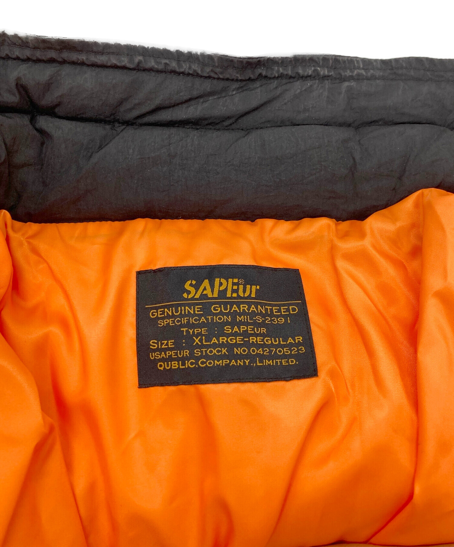 中古・古着通販】SAPEur (サプール) B-3 Type Down Jacket ブラック