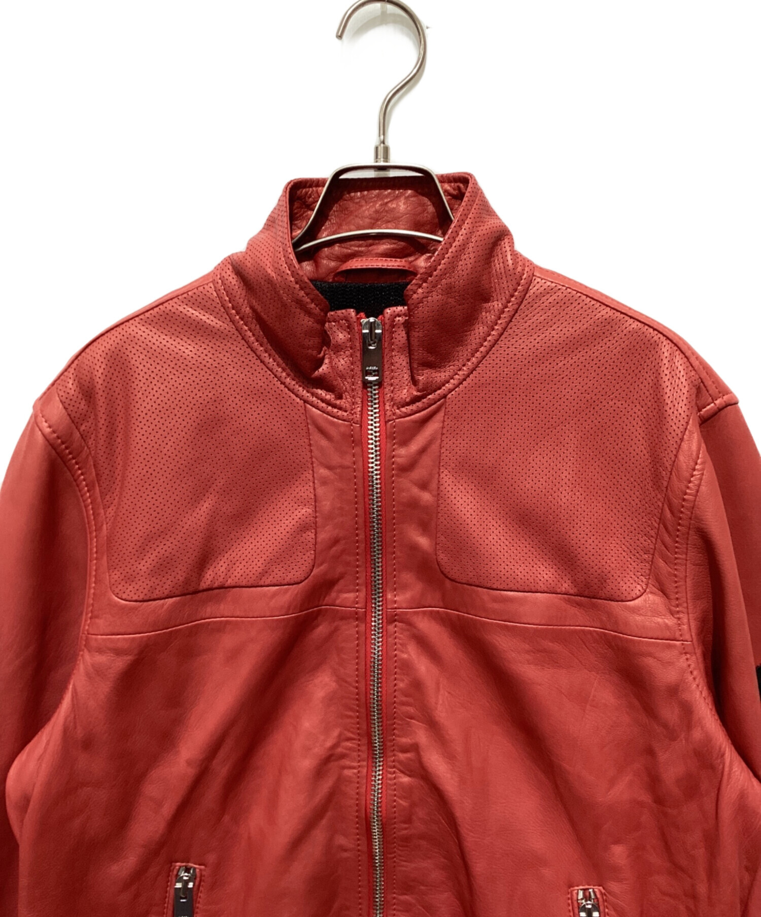 中古・古着通販】DIESEL (ディーゼル) ラムレザージャケット レッド