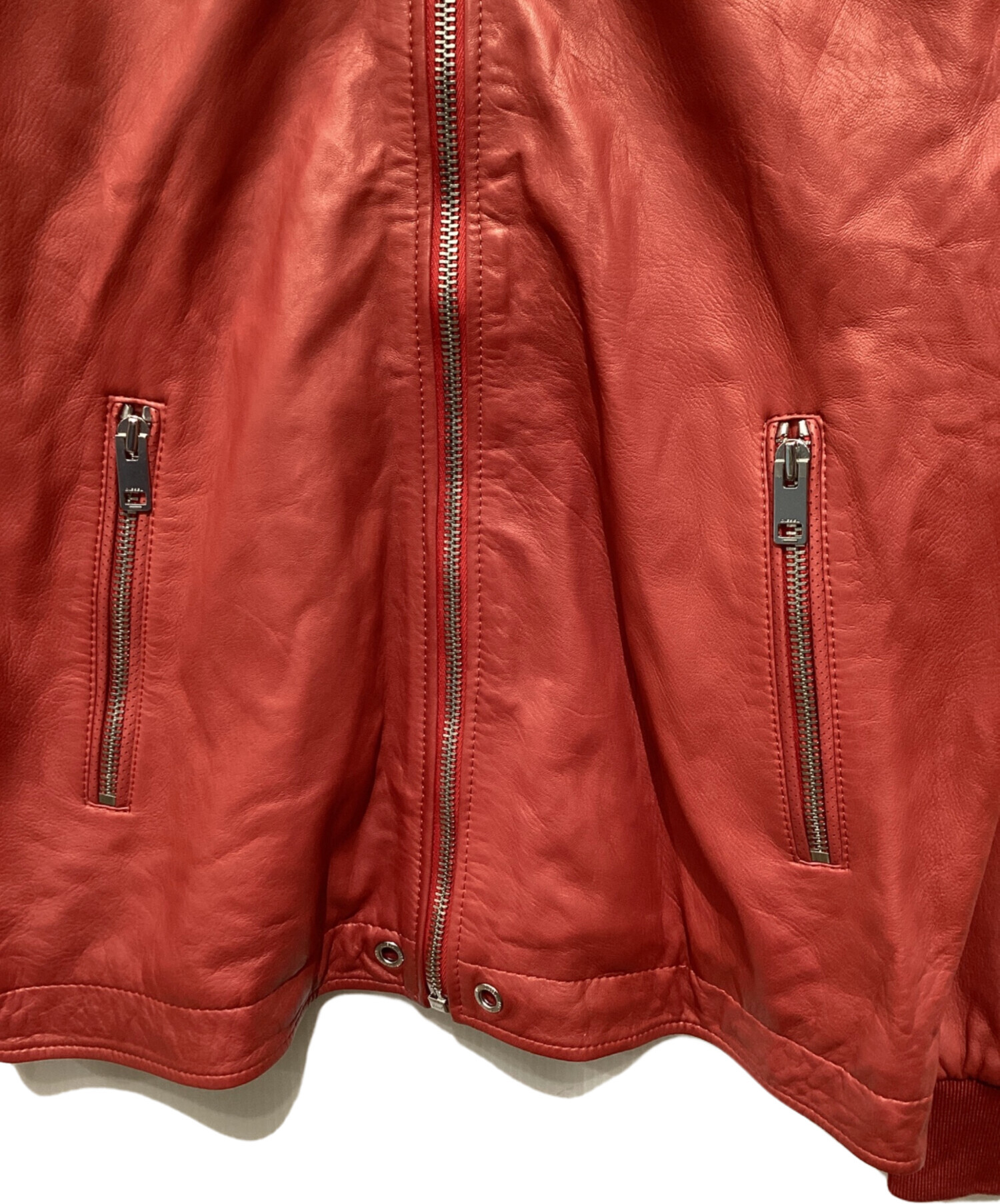 中古・古着通販】DIESEL (ディーゼル) ラムレザージャケット レッド