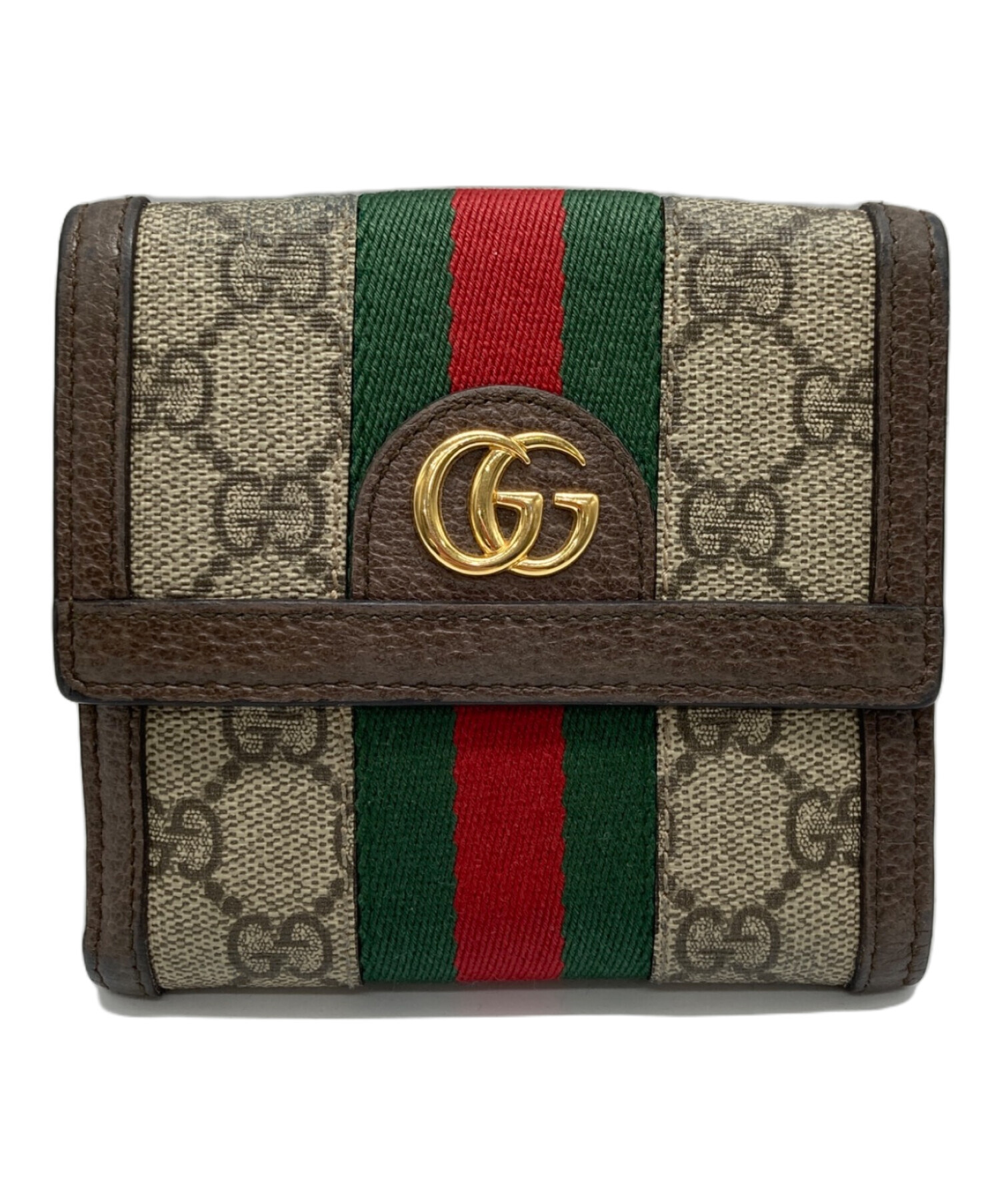中古・古着通販】GUCCI (グッチ) シェリーライン2つ折り財布 ブラウン