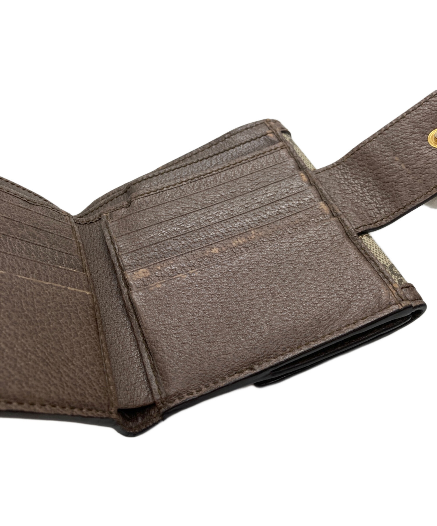中古・古着通販】GUCCI (グッチ) シェリーライン2つ折り財布 ブラウン