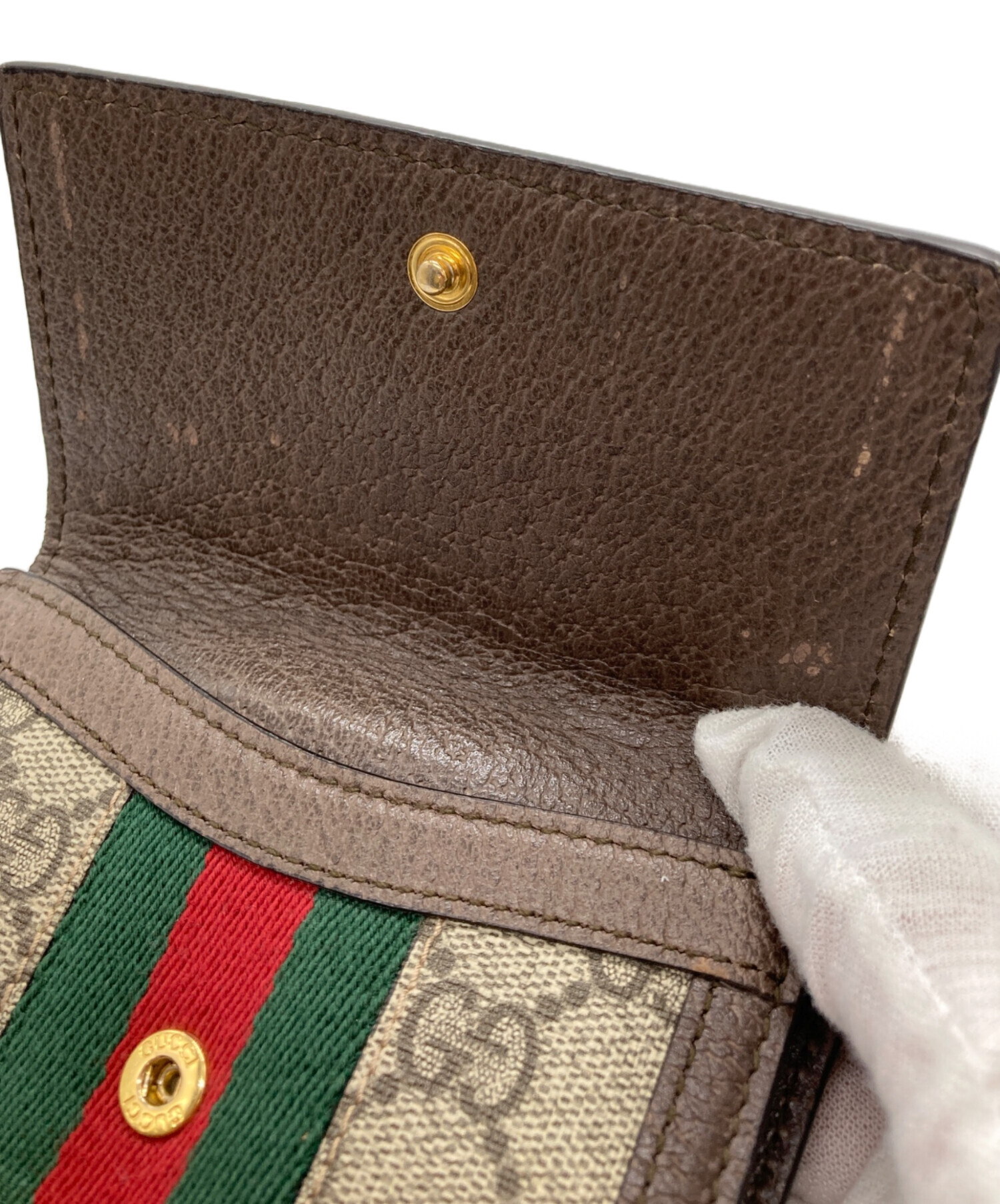 中古・古着通販】GUCCI (グッチ) シェリーライン2つ折り財布 ブラウン