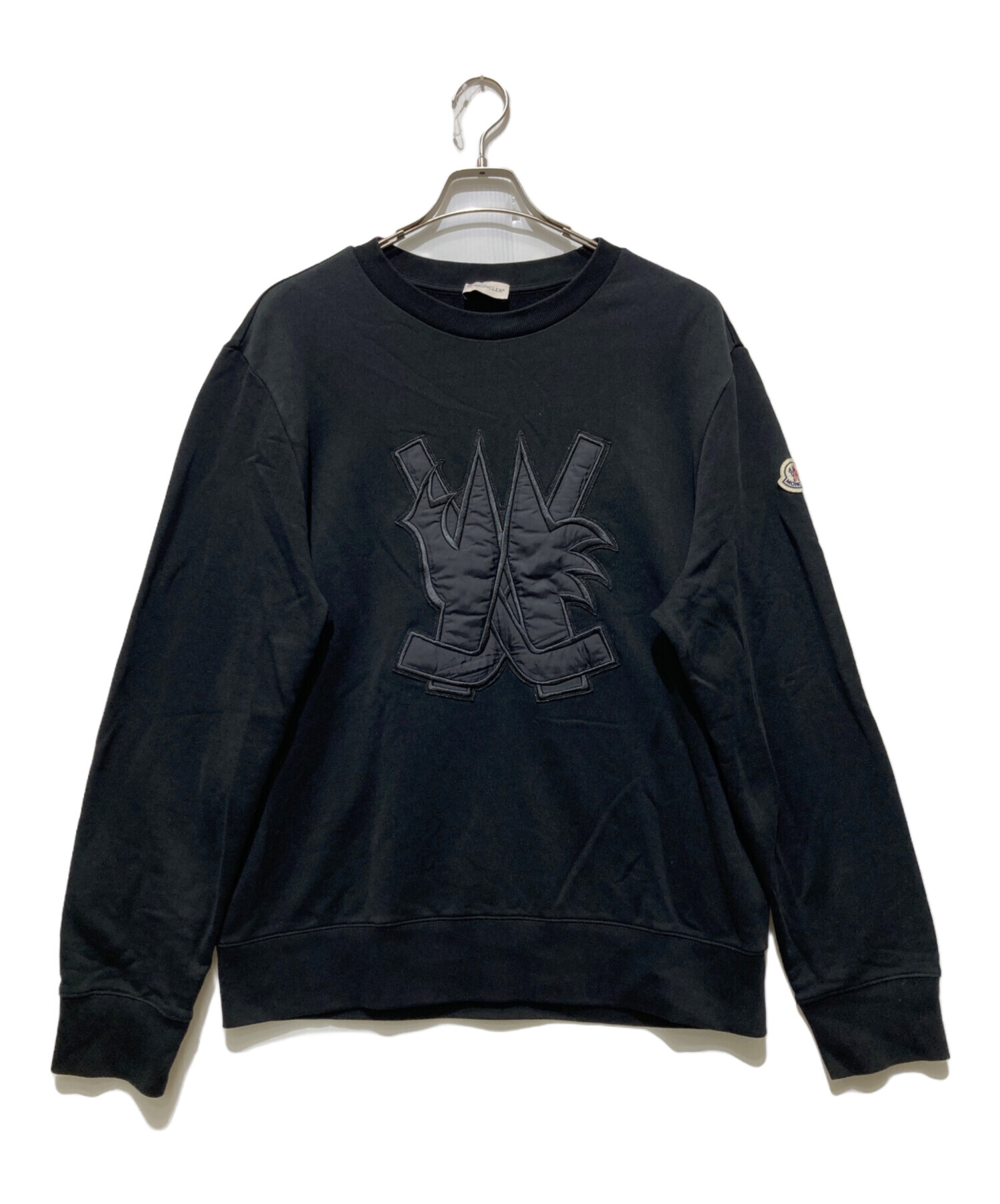MONCLER モンクレール スウェット ワッペン レザーパッチ ホワイト M 中古・古着通販】MONCLER (モンクレール) パッチエンブレムスウェット
