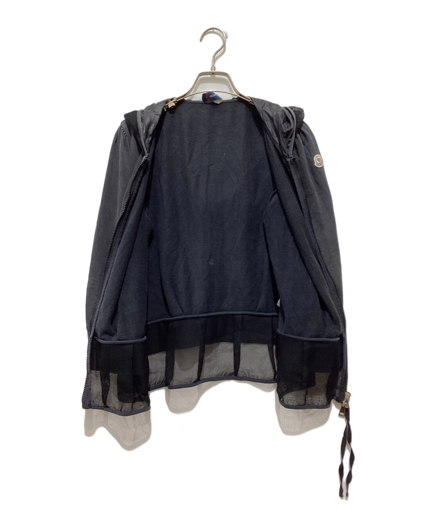 モンクレール ジップアップ パーカー メッシュ ショート丈 Mサイズ 中古・古着通販】MONCLER (モンクレール) メッシュヘム ジップアップ