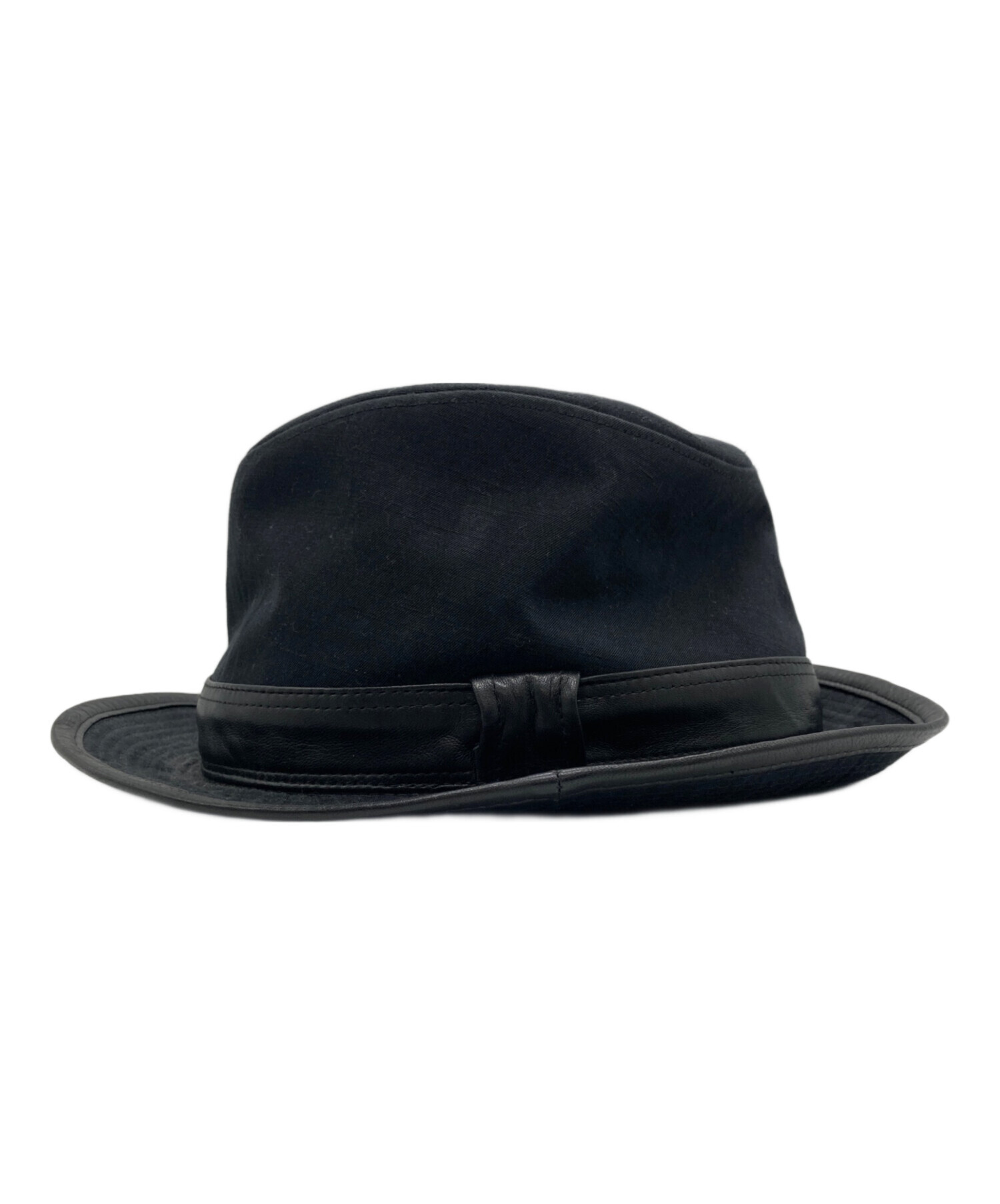 HERMES ハット 帽子 リボン レザー 中古・古着通販】HERMES (エルメス) レザーリボン リネンブレンド