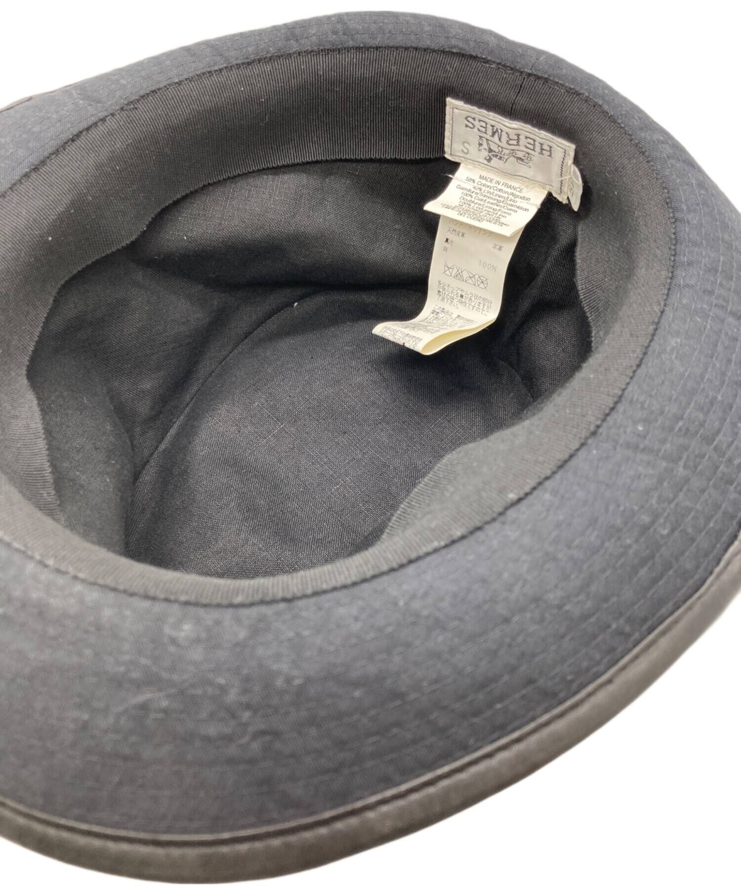 中古・古着通販】HERMES (エルメス) レザーリボン リネンブレンド