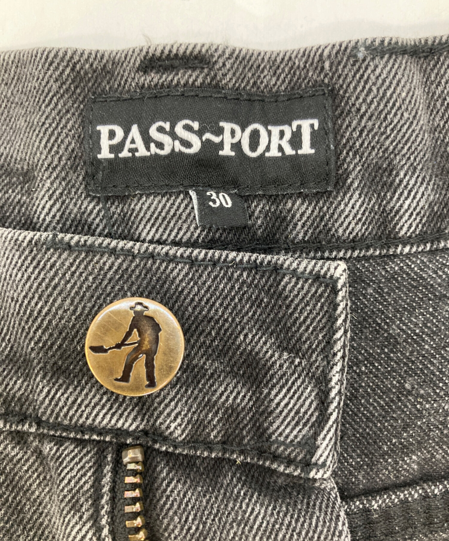 中古・古着通販】PASSPORT (パスポート) デニムパンツ ブラック サイズ 