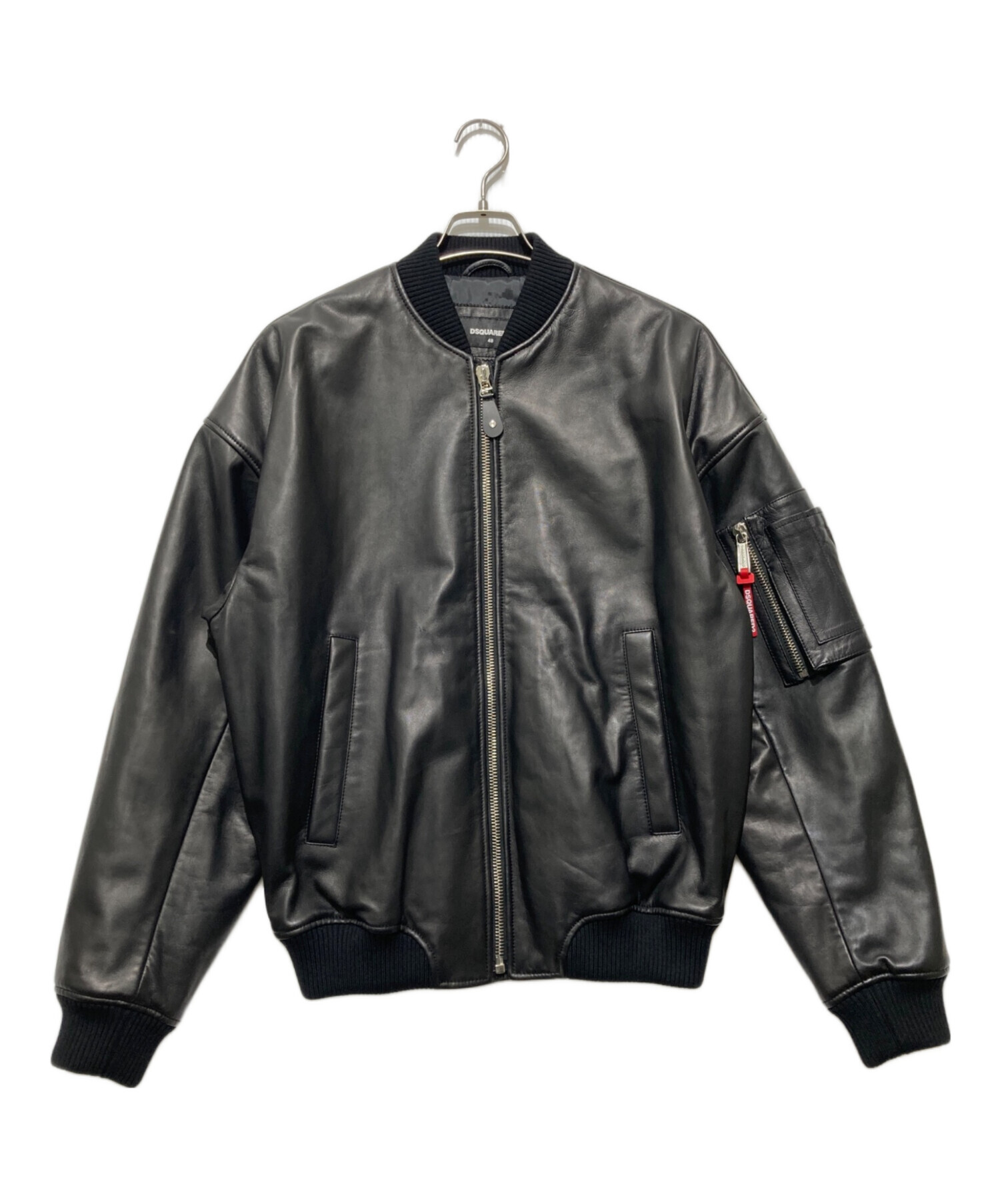 未使用品　DSQUARED2 レザー　バイカーボンバー　ジャケット　48 中古・古着通販】DSQUARED2 (ディースクエアード) Leather bomber