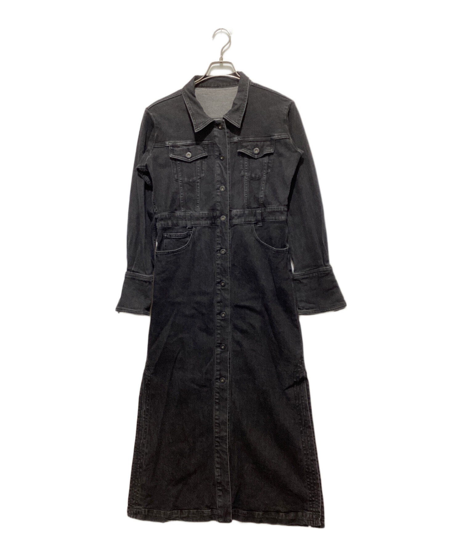 中古・古着通販】Ameri (アメリ) I LINE DENIM SHIRT DRESS ブラック
