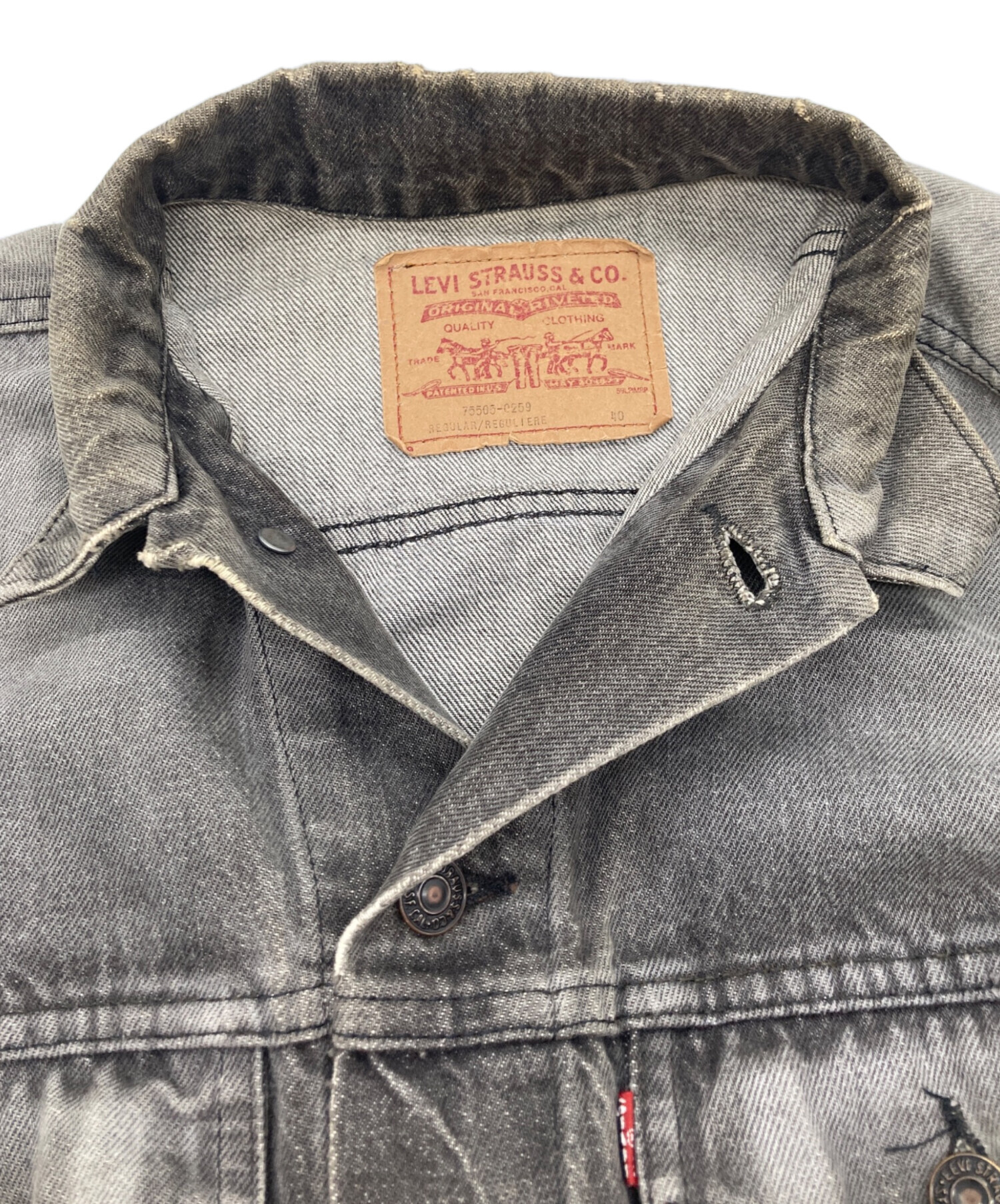 中古・古着通販】LEVI'S (リーバイス) 先染めブラックデニムジャケット
