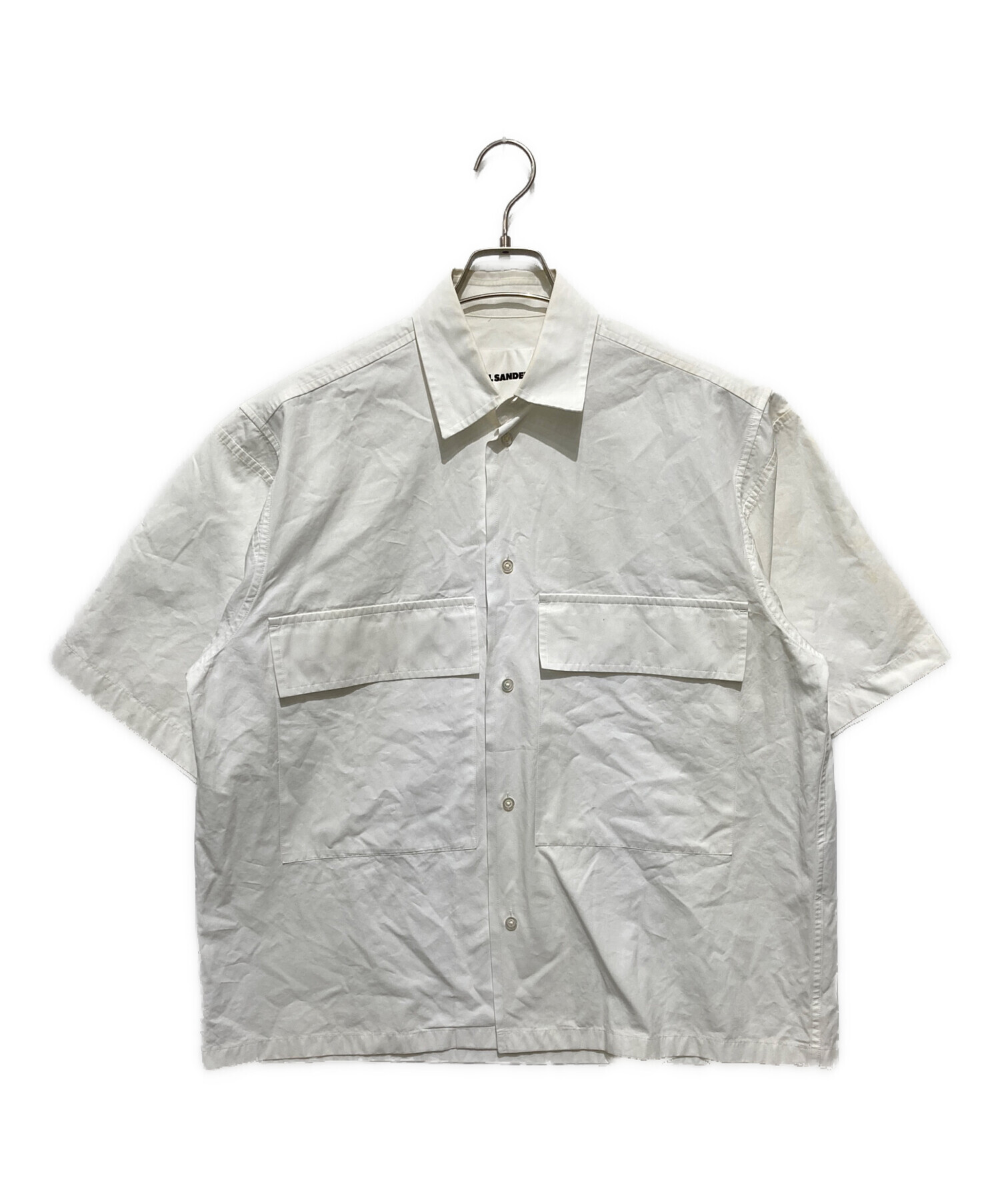 ジルサンダー 半袖シャツ 現行 ARIEL ウール 39 L オーバーサイズ 中古・古着通販】JIL SANDER (ジルサンダー) ARIEL BIG SHIRT ホワイト