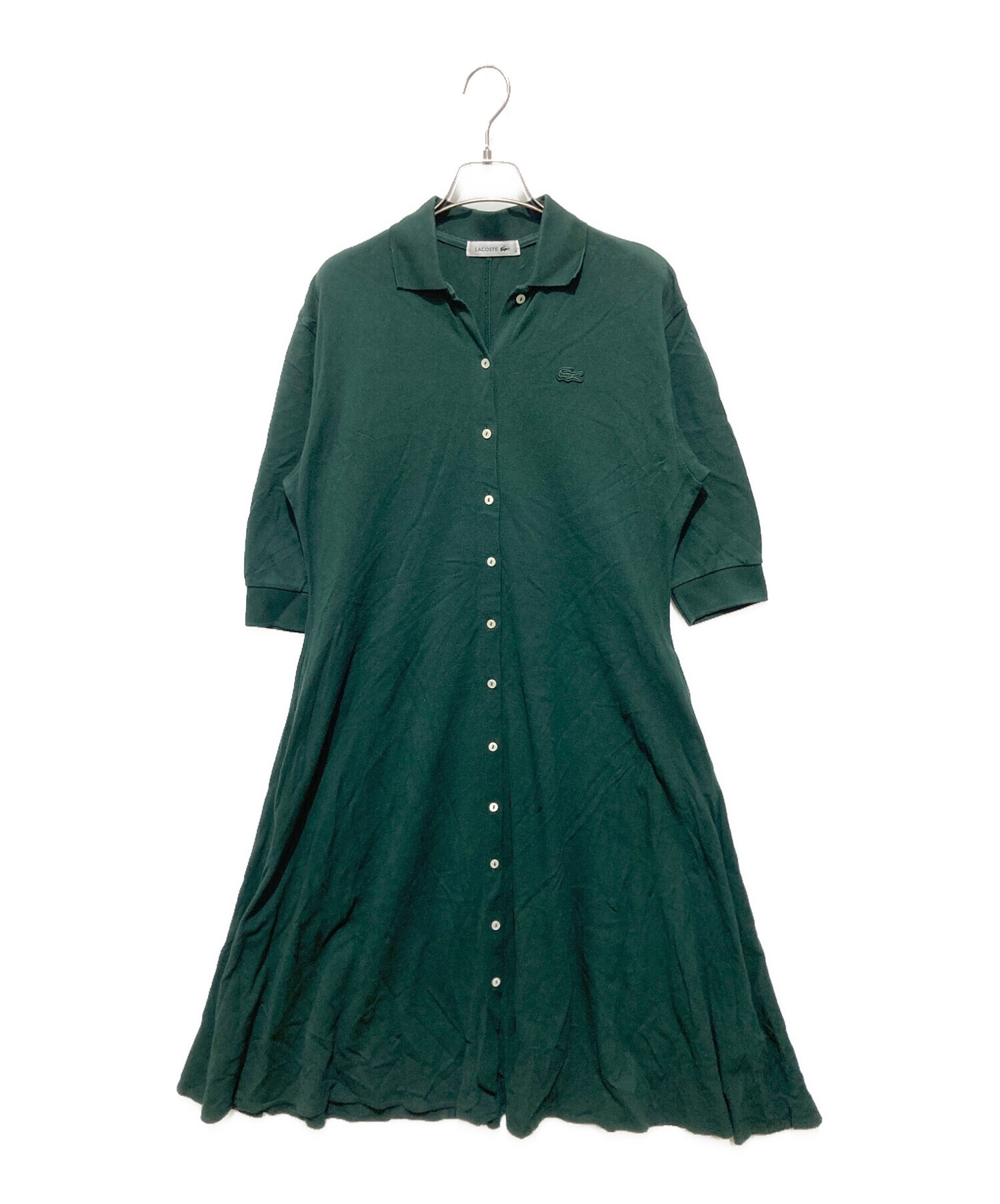 中古・古着通販】LACOSTE (ラコステ) 襟付きワンピース グリーン