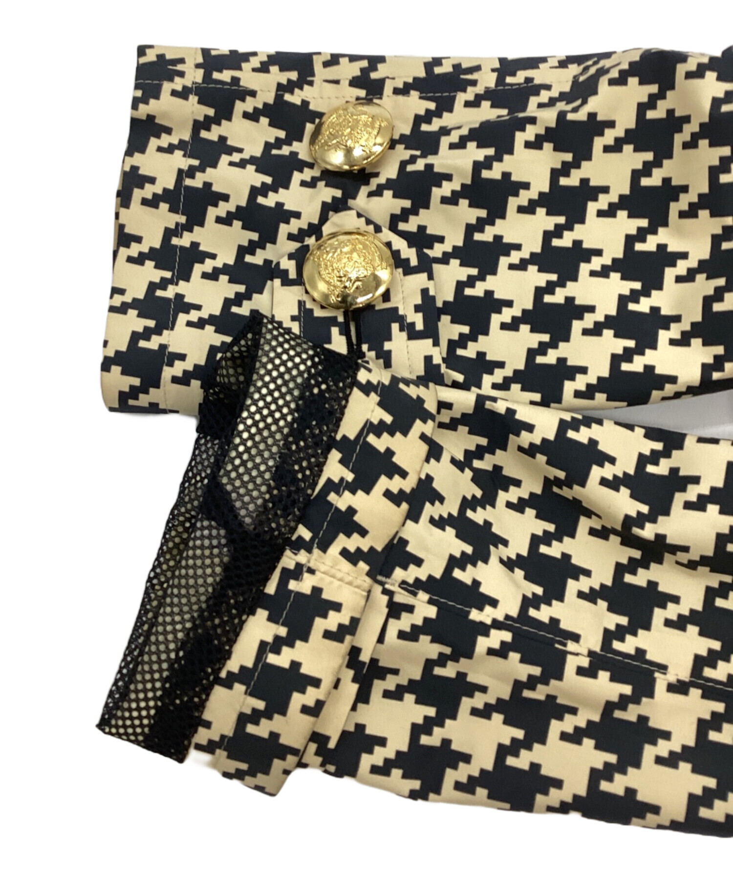 ダウンベスト美品Dress Canp ドレスキャンプ千鳥格子ベージュ黒M 中古・古着通販】DRESS CAMP (ドレスキャンプ) 千鳥柄金釦エポレット