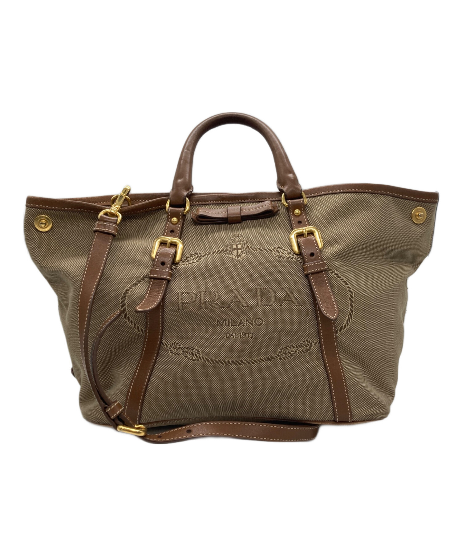 中古・古着通販】PRADA (プラダ) ハンドバッグ ベージュ｜ブランド