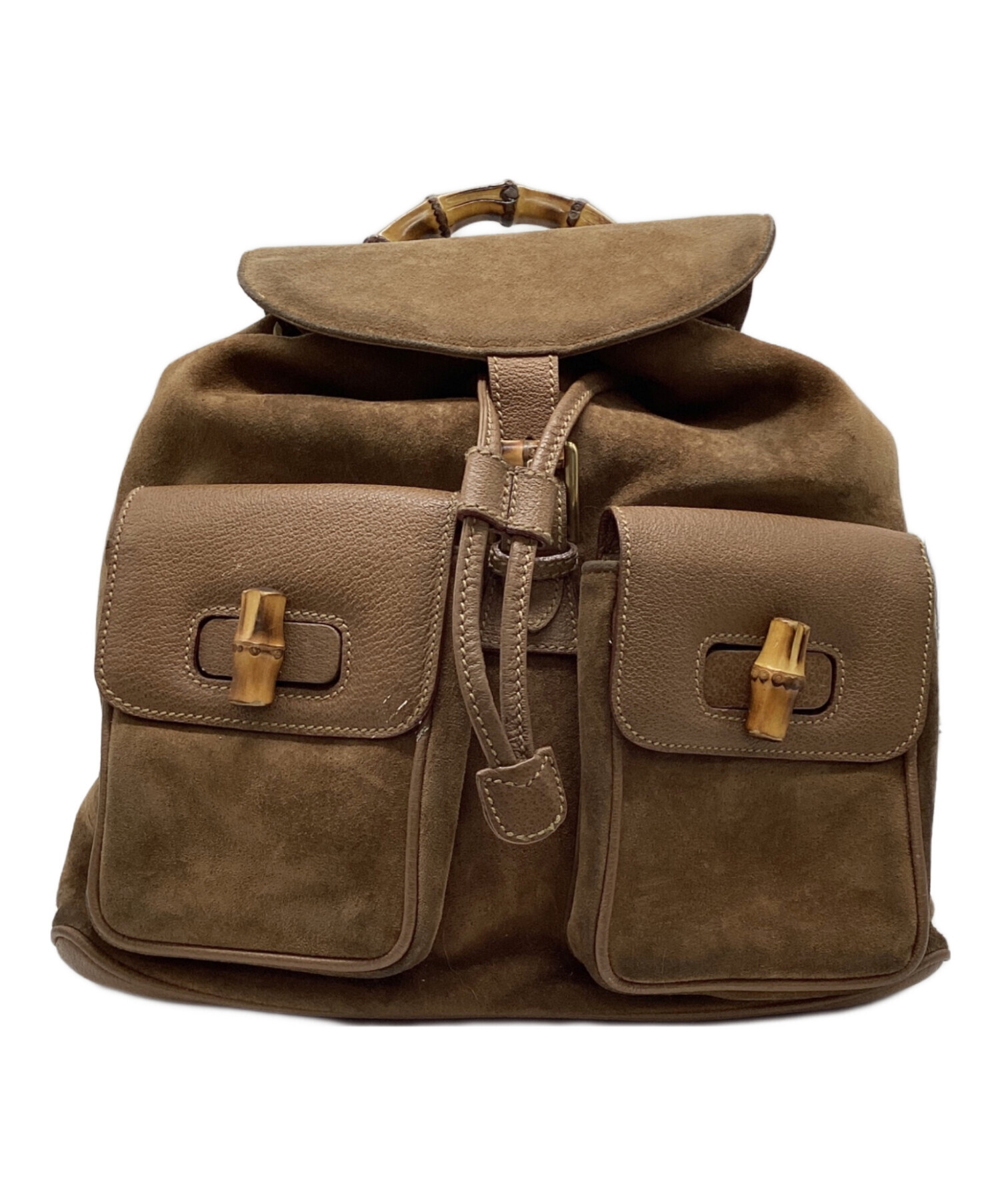 美品　GUCCI　グッチ　スエード　バンブー　リュック　バックパック　ブラウン 中古・古着通販】GUCCI (グッチ) スウェードバンブーリュック ブラウン