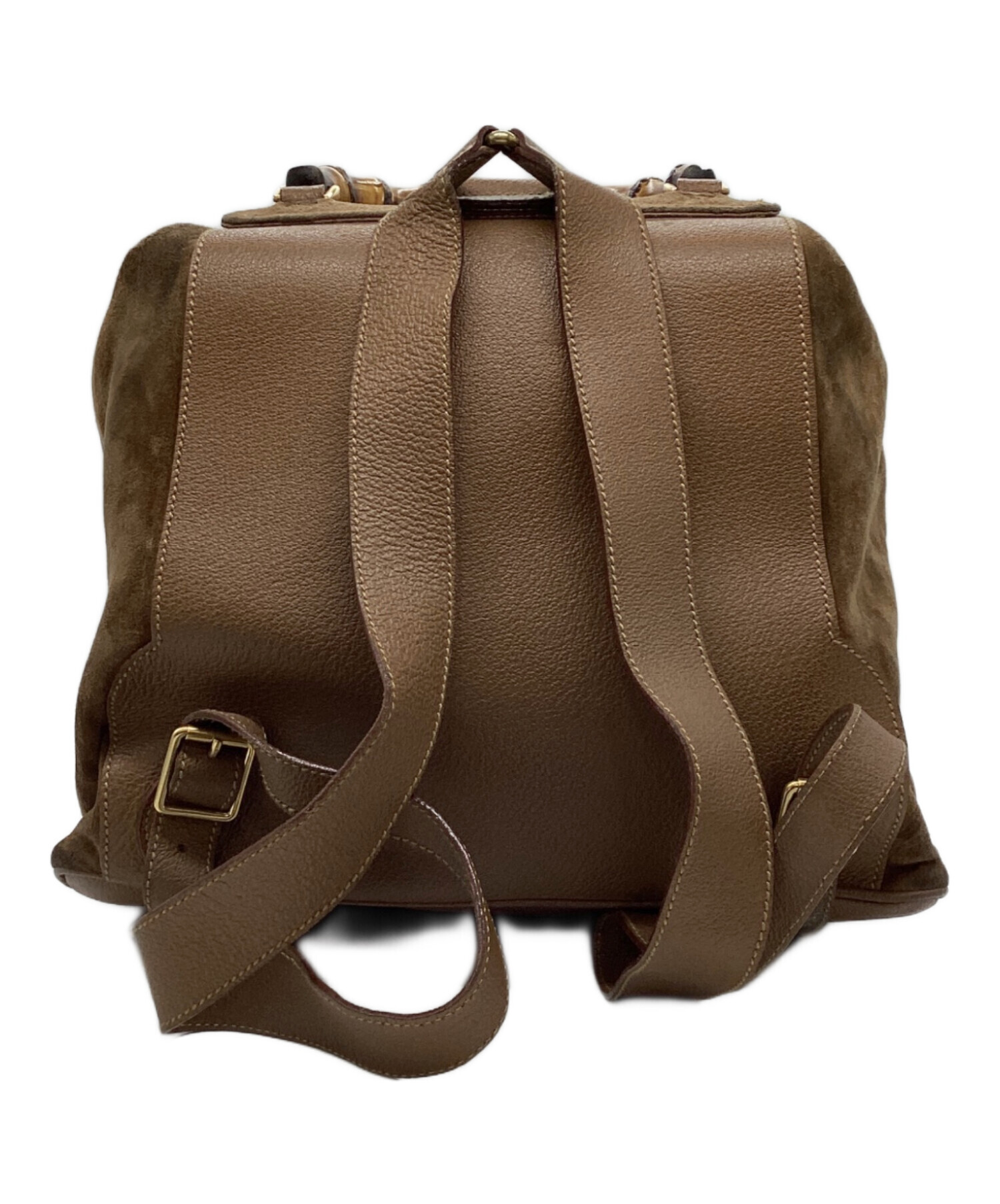 中古・古着通販】GUCCI (グッチ) スウェードバンブーリュック ブラウン