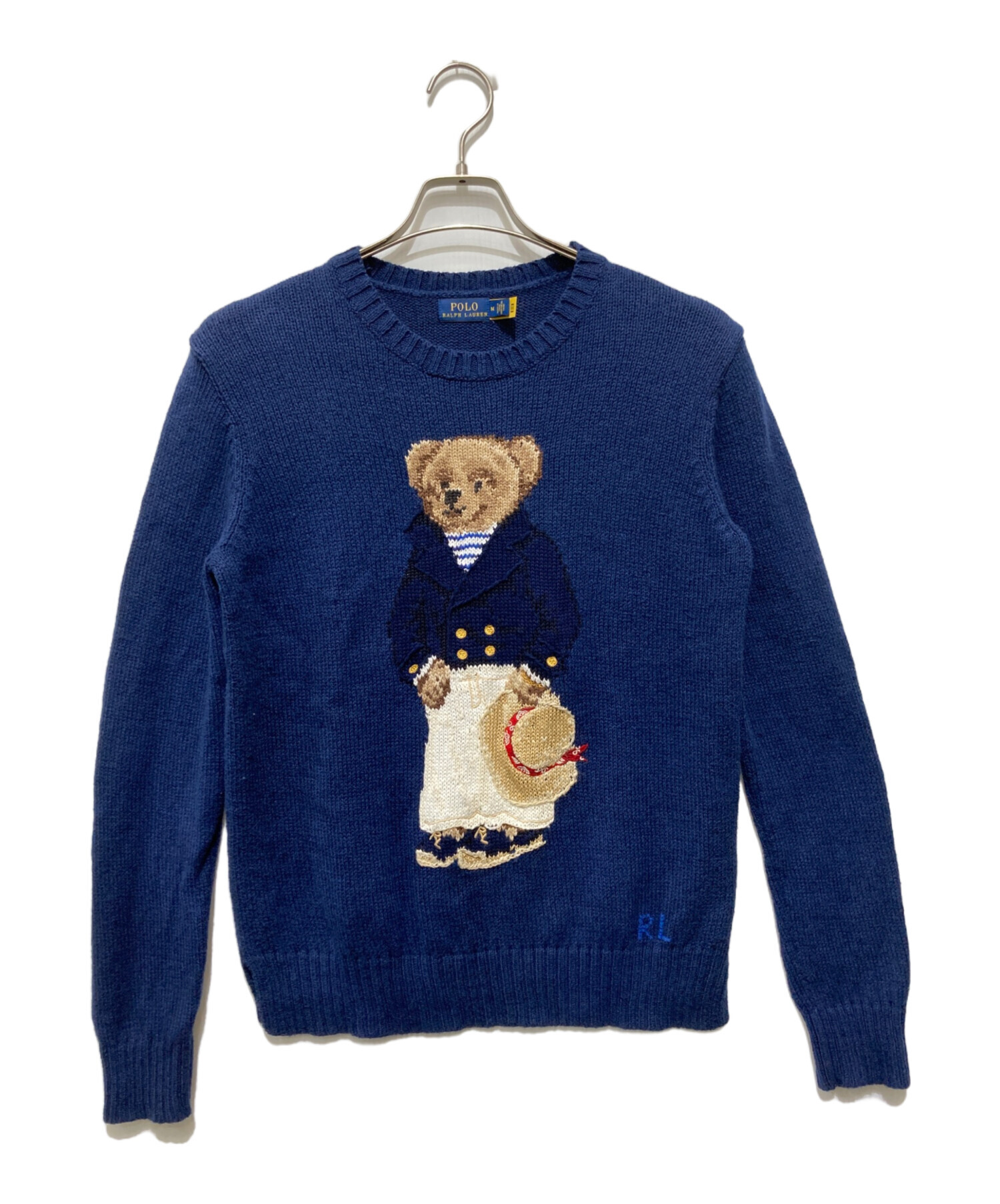 Ralph Lauren ポロプレイヤー刺繍セーター L ネイビー 中古・古着通販】POLO RALPH LAUREN (ポロ・ラルフローレン) ポロベア