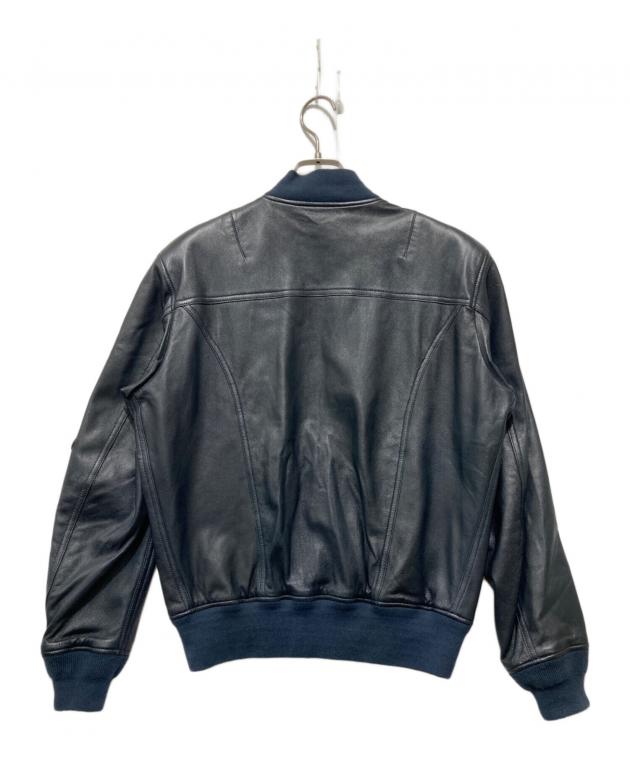 中古・古着通販】ALPHA (アルファ) レザーMA-1ジャケット ネイビー