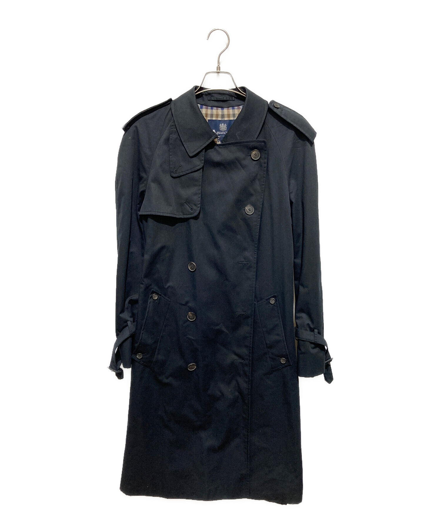 【7/16処分】aquatium トレンチコート ネイビー 38 中古・古着通販】Aquascutum (アクアスキュータム) ダブルブレスト