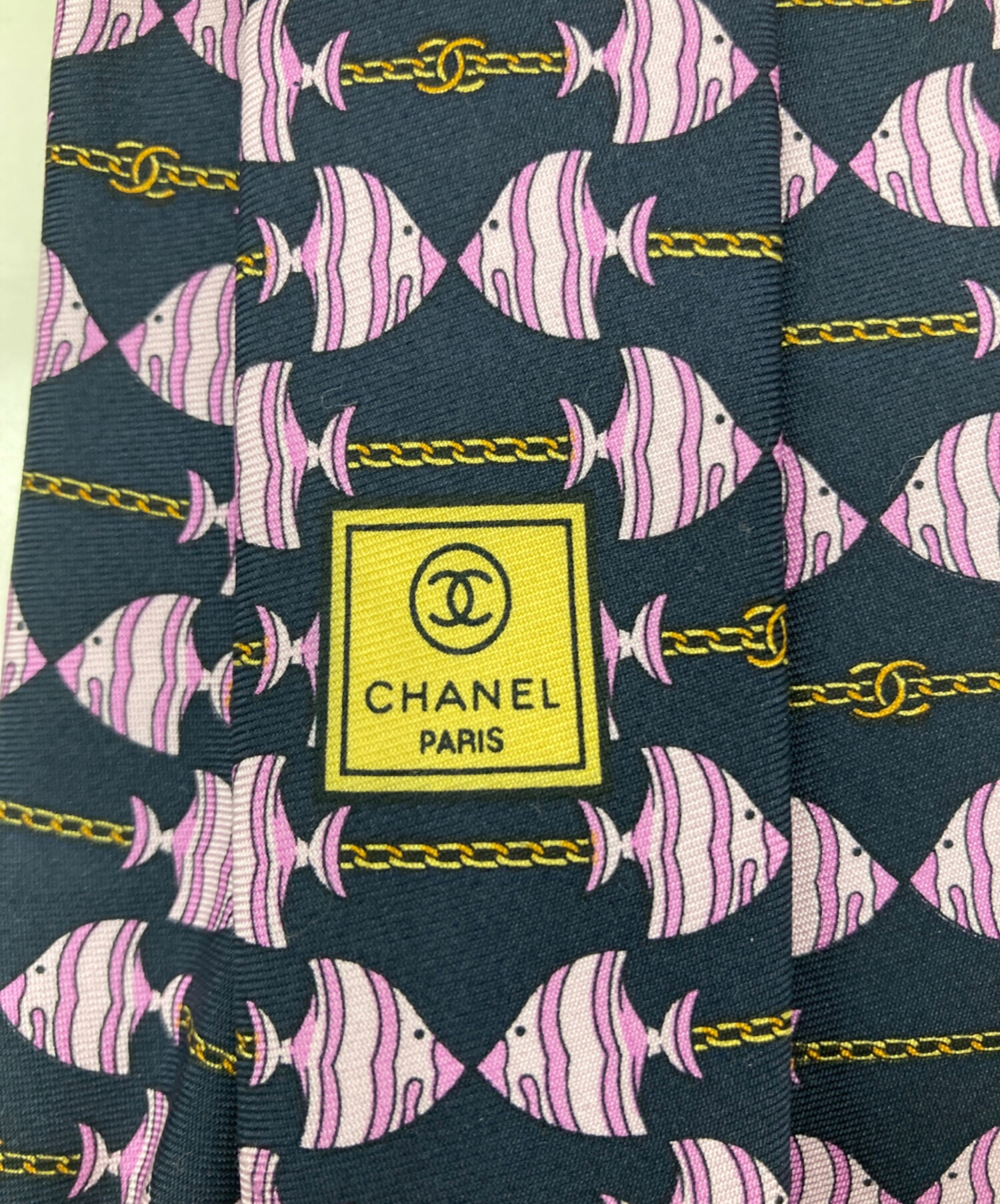 中古・古着通販】CHANEL (シャネル) シルクネクタイ ネイビー×ピンク