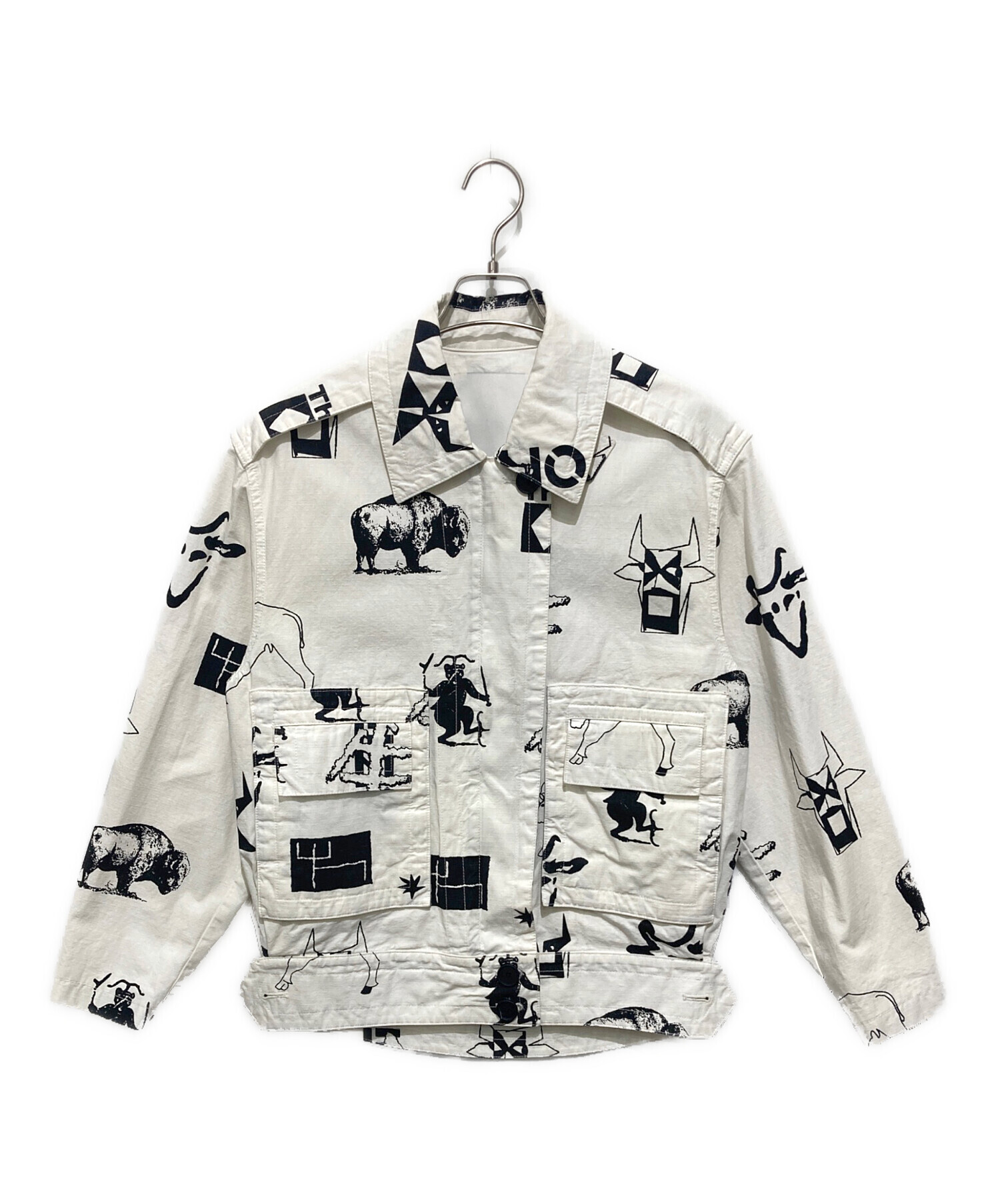中古・古着通販】KENZO (ケンゾー) 総柄ジャケット ホワイト サイズ:34 