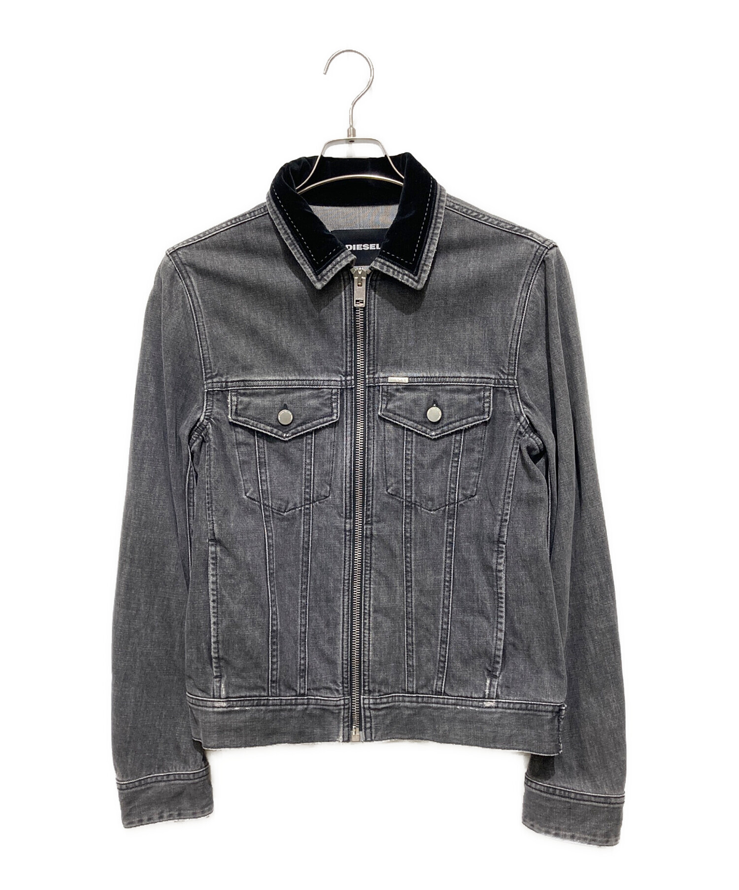 中古・古着通販】DIESEL (ディーゼル) 襟ベロアデニムジップジャケット